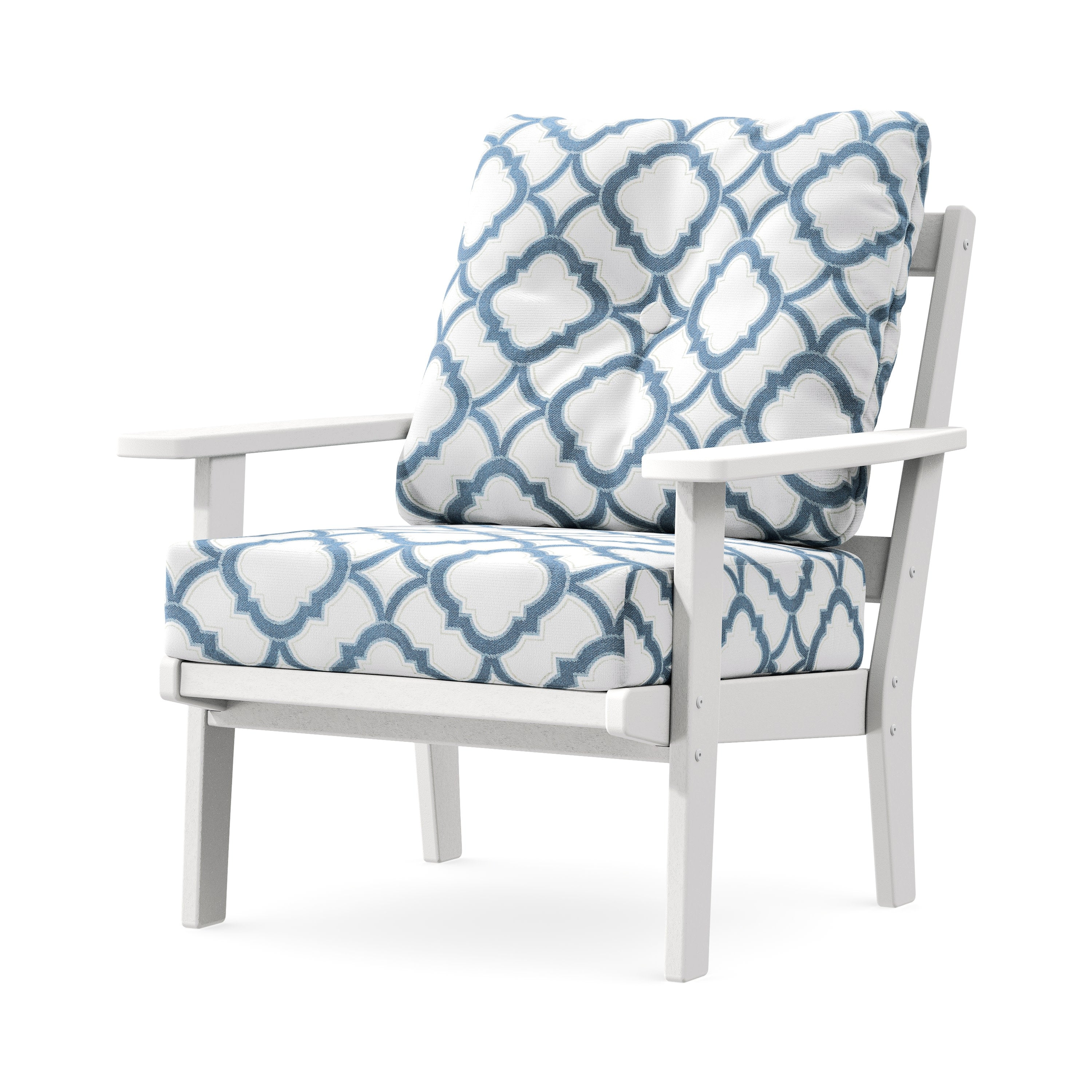 Prairie Deep Seating Chair in White / Trellis Sky Blue