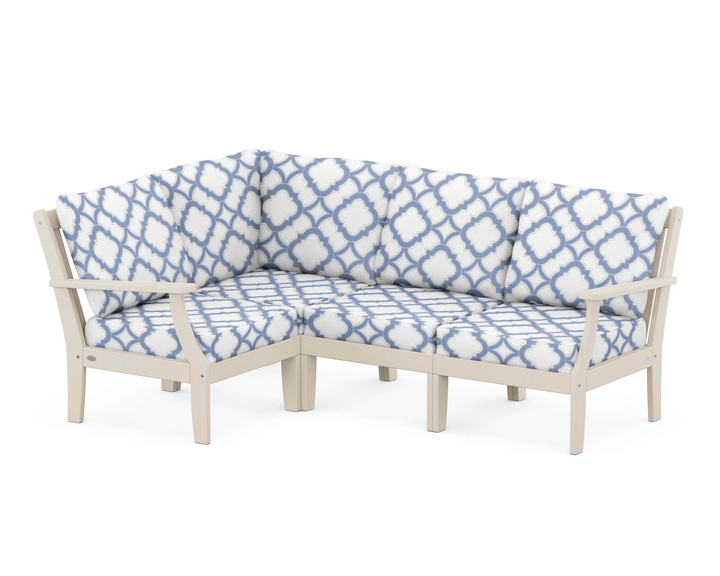 Braxton Modular 4-Piece Deep Seating Set in Sand / Trellis Sky Blue