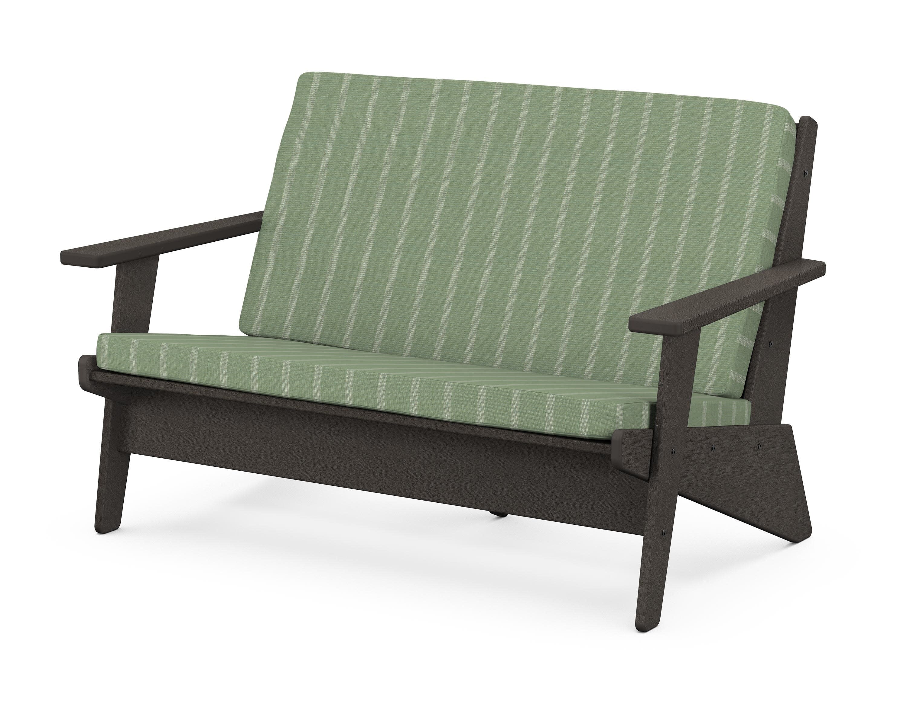 Riviera Modern Lounge Loveseat in Vintage Coffee / Unwind Rainwashed