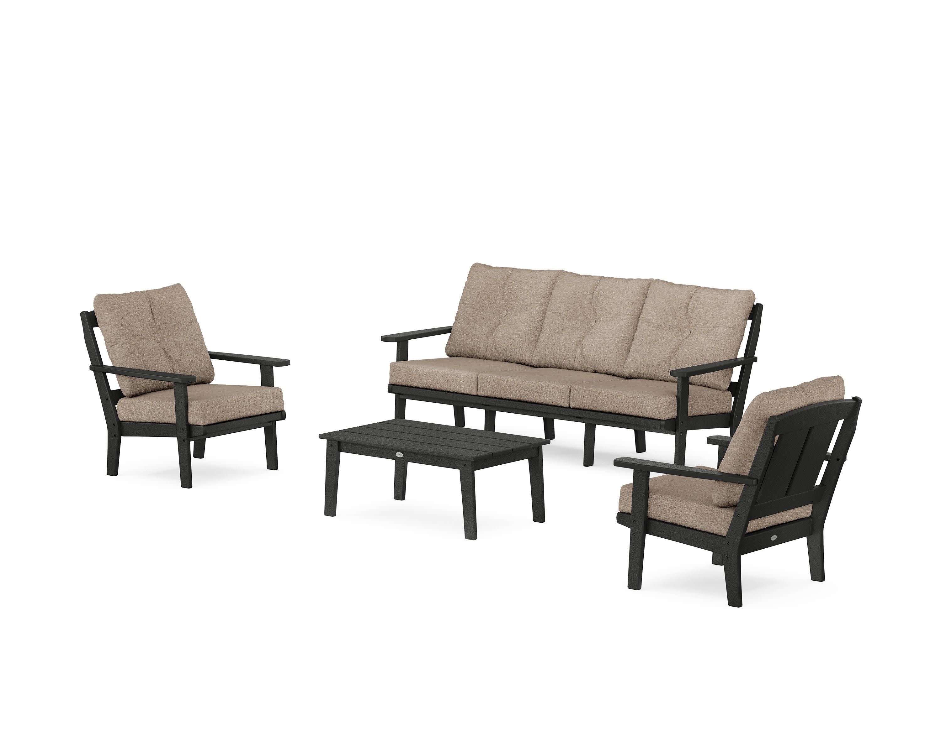 Mission 4-Piece Deep Seating Set with Sofa in Black / Spiced Burlap