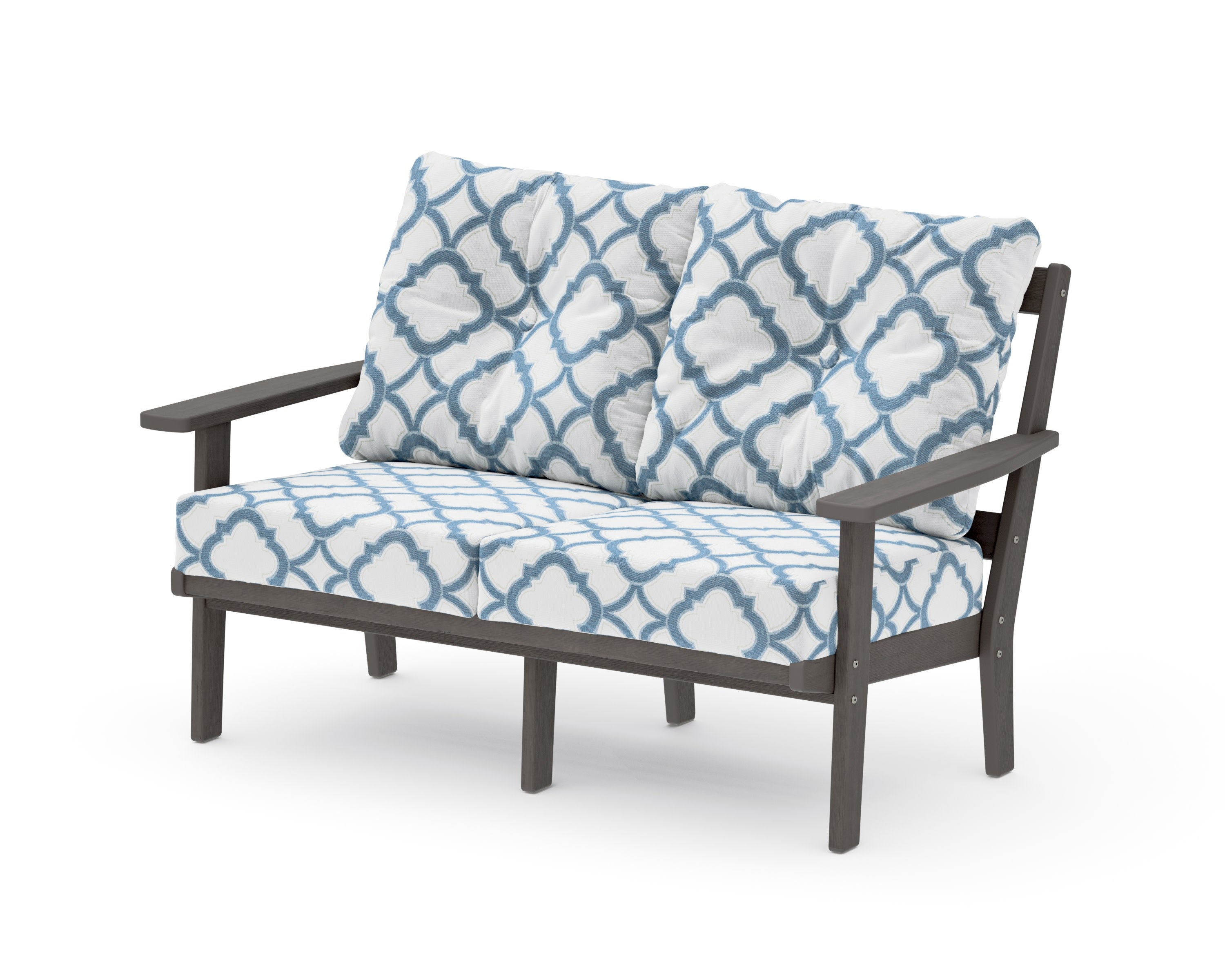 Oxford Deep SeatingLoveseat in Driftwood / Trellis Sky Blue