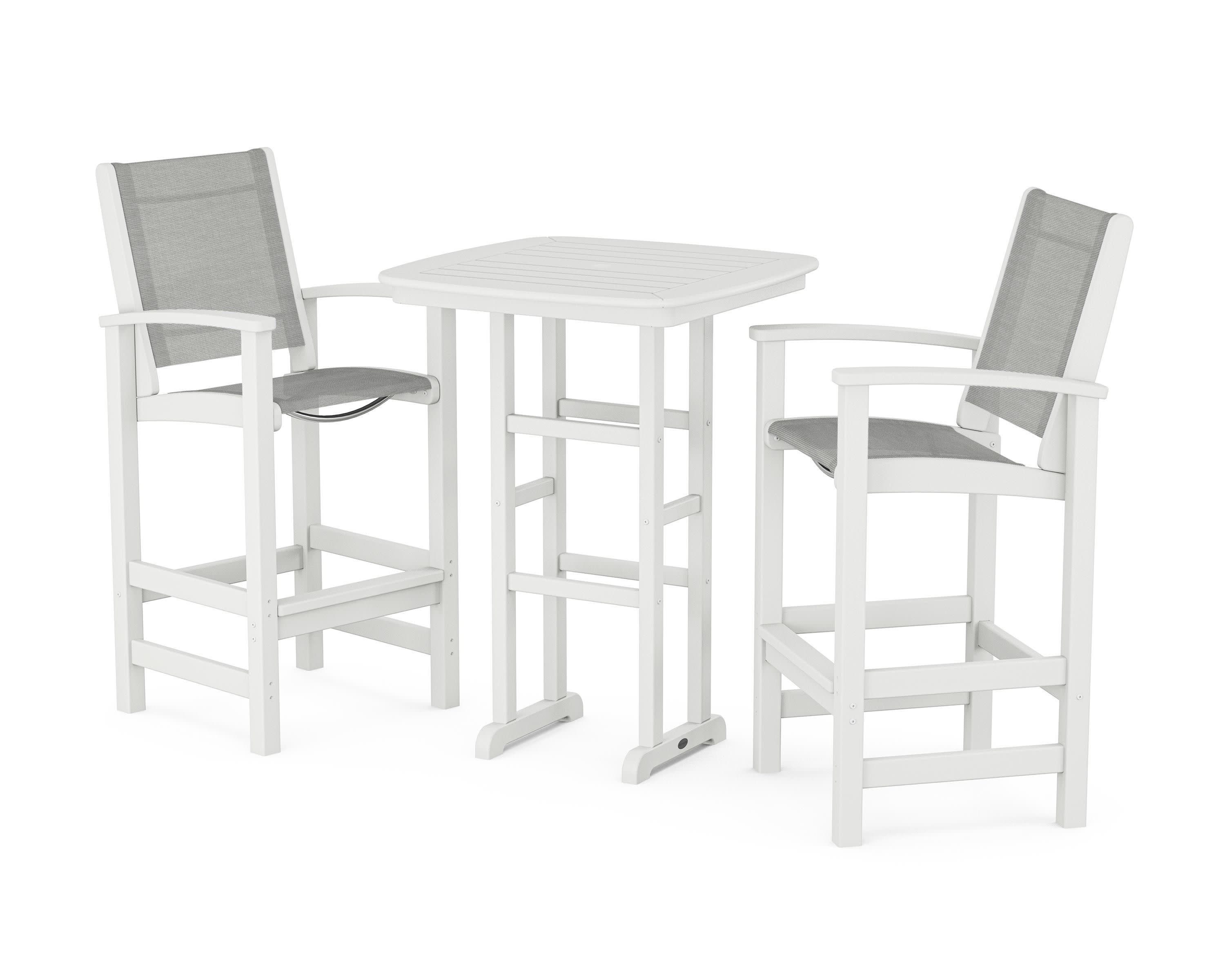 Coastal 3-Piece Bar Set in White / Metallic Sling