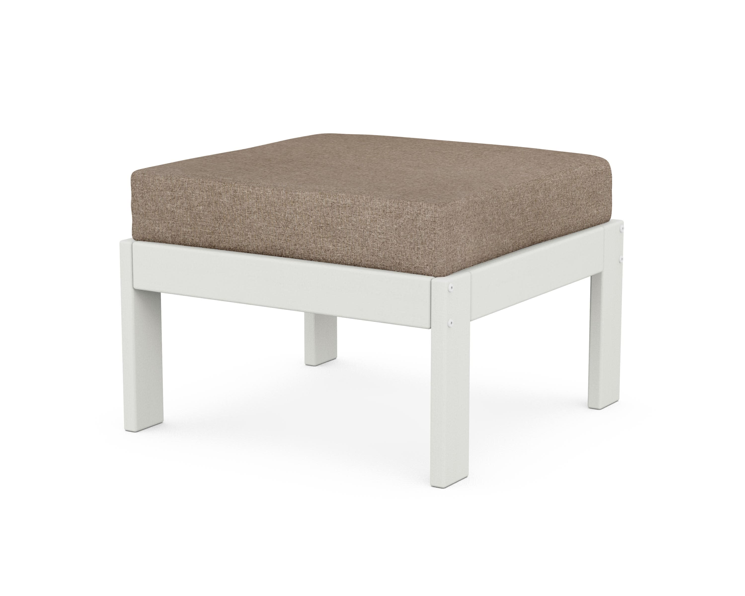 Vineyard Modular Ottoman in Vintage White / Spiced Burlap