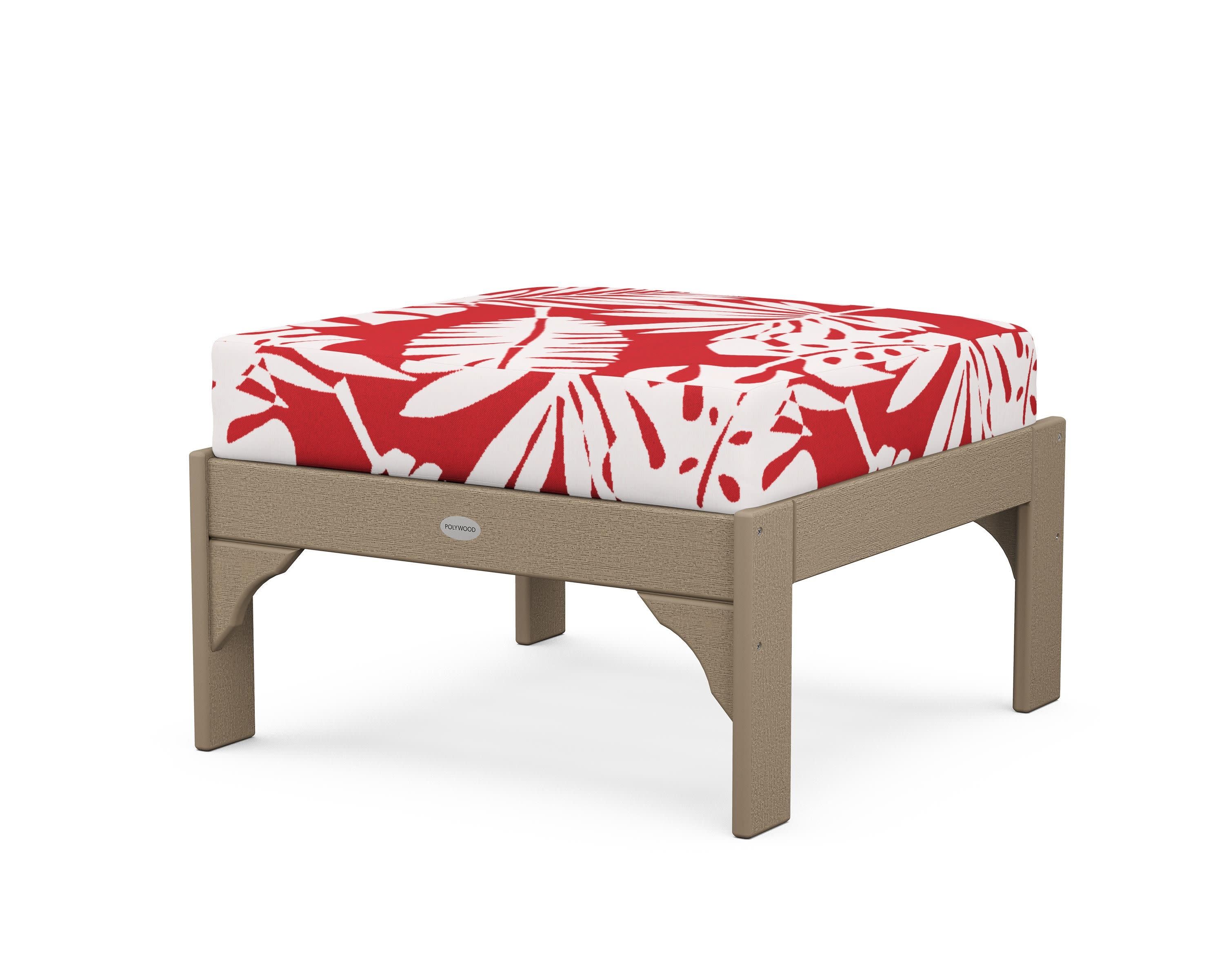 Vineyard Deep Seating Ottoman in Vintage Sahara / Leaf Crimson