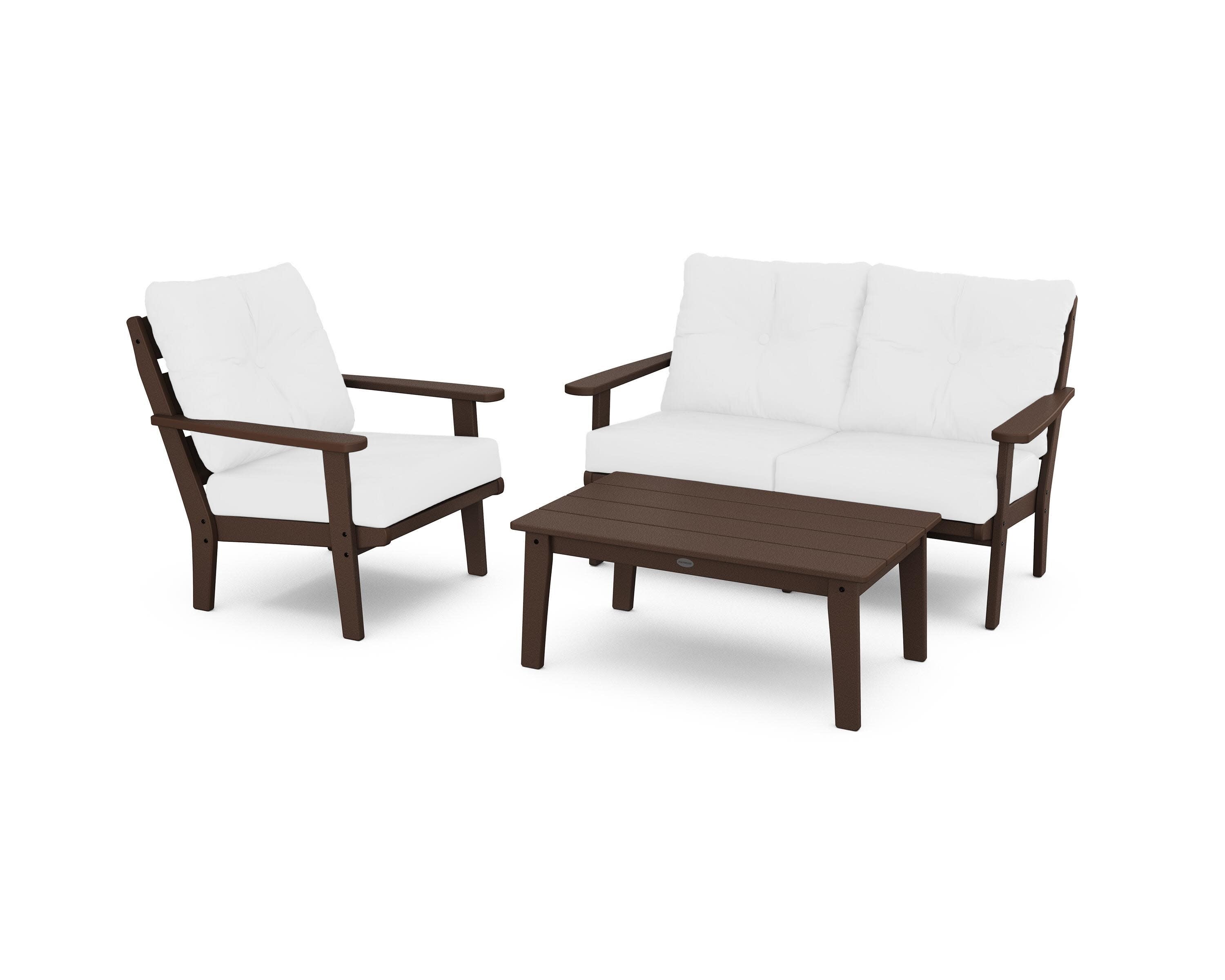 Lakeside 3-Piece Deep Seating Set in Mahogany / Natural