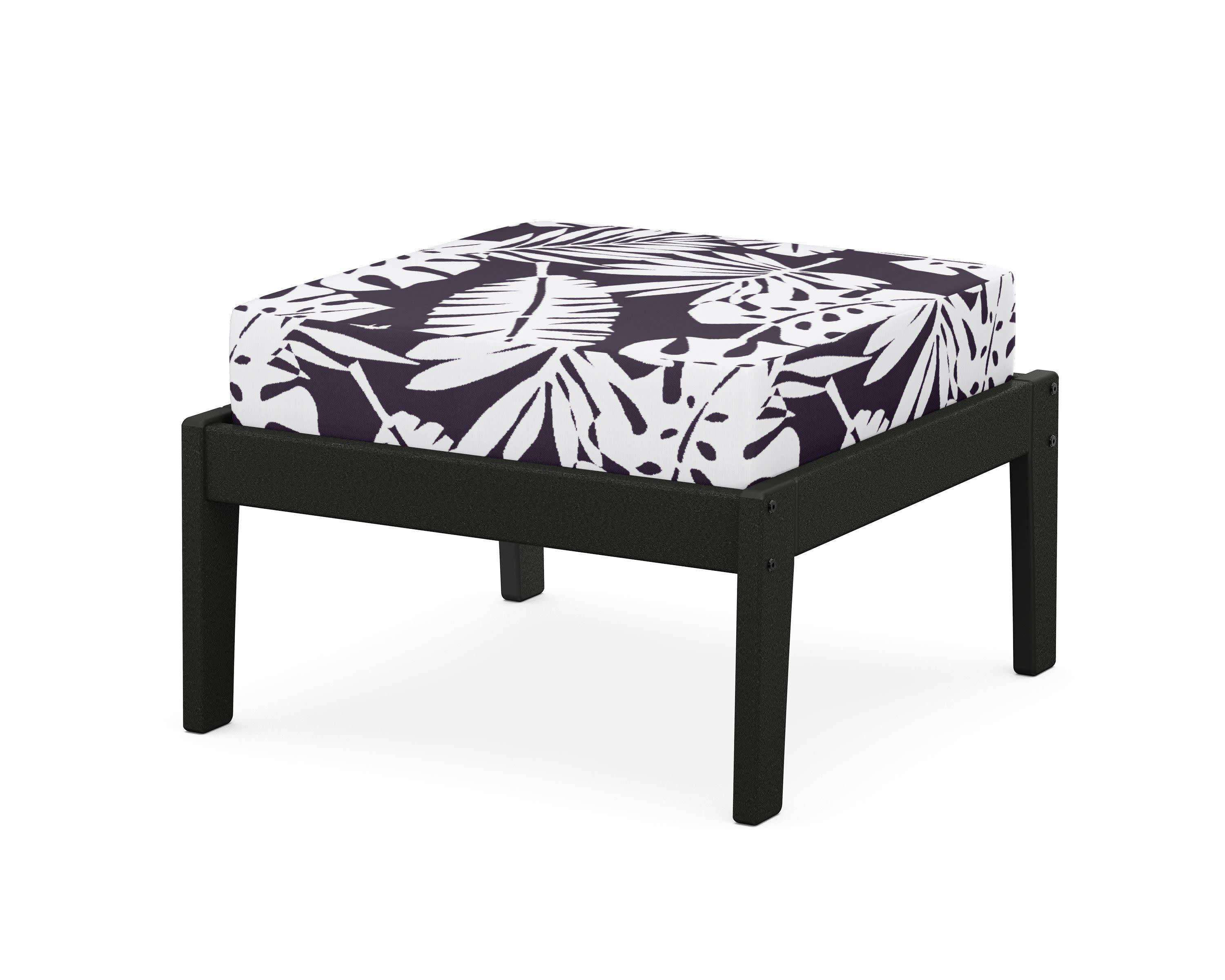 Deep Seating Ottoman in Black / Leaf Navy
