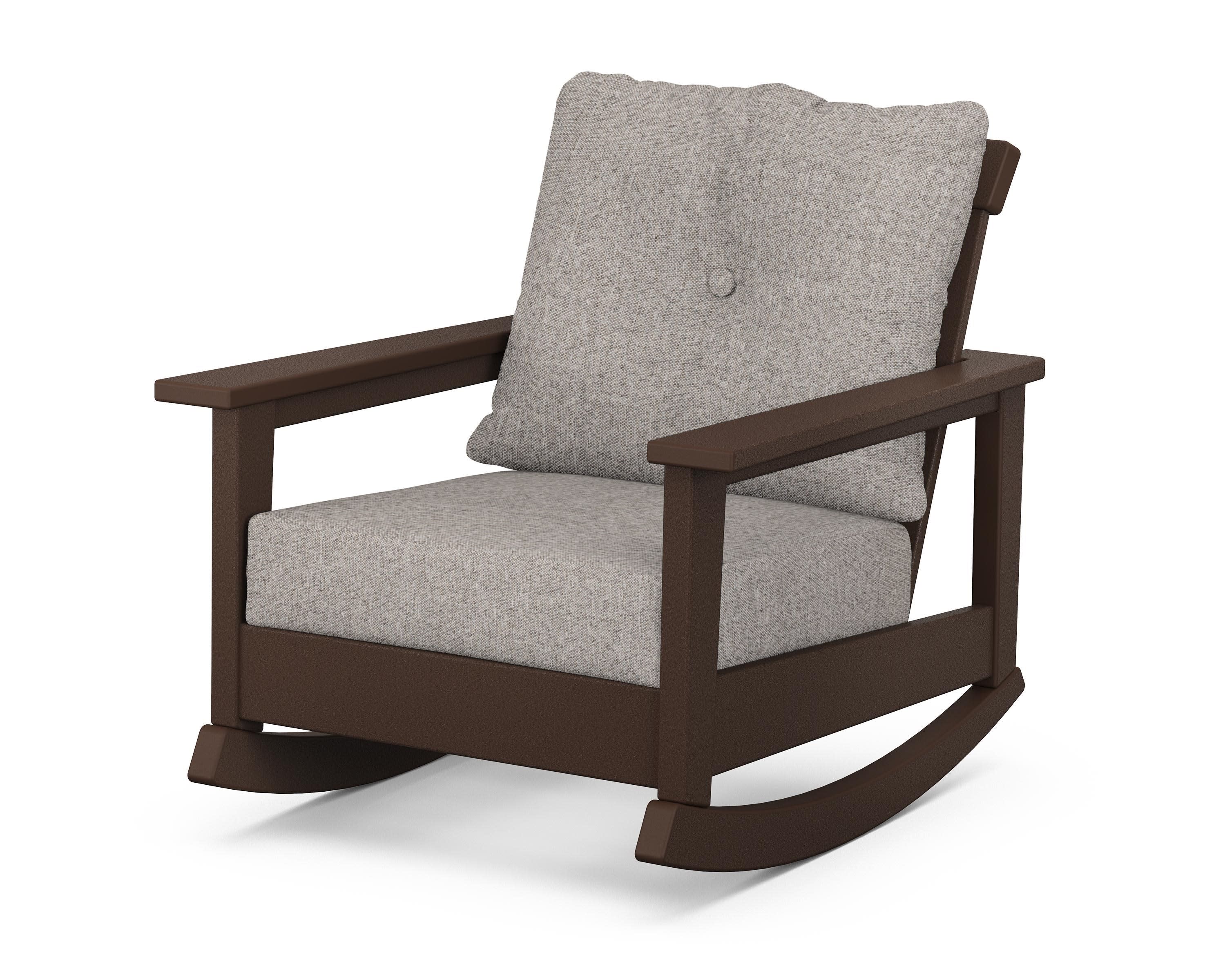 Prescott Deep Seating Rocking Chair in Mahogany / Weathered Tweed