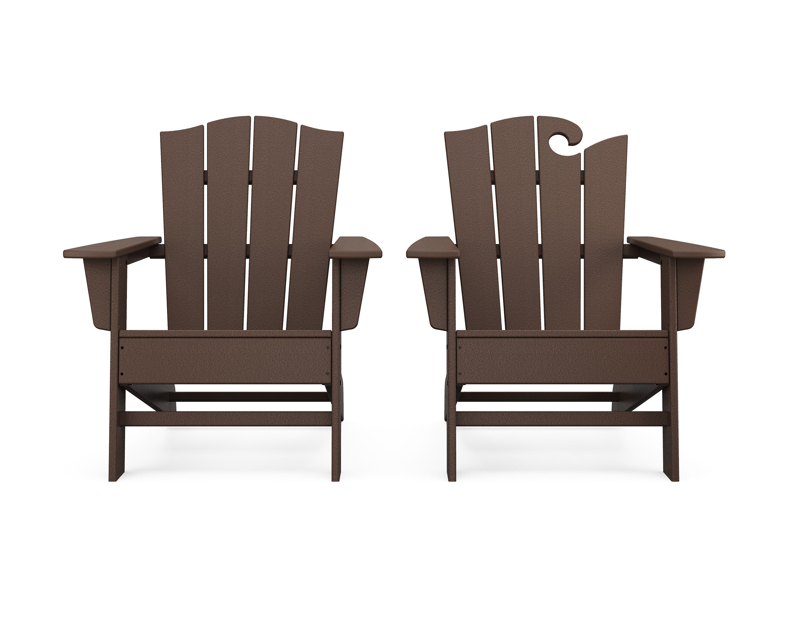 Wave 2-Piece Adirondack Chair Set with The Crest Chair in Mahogany