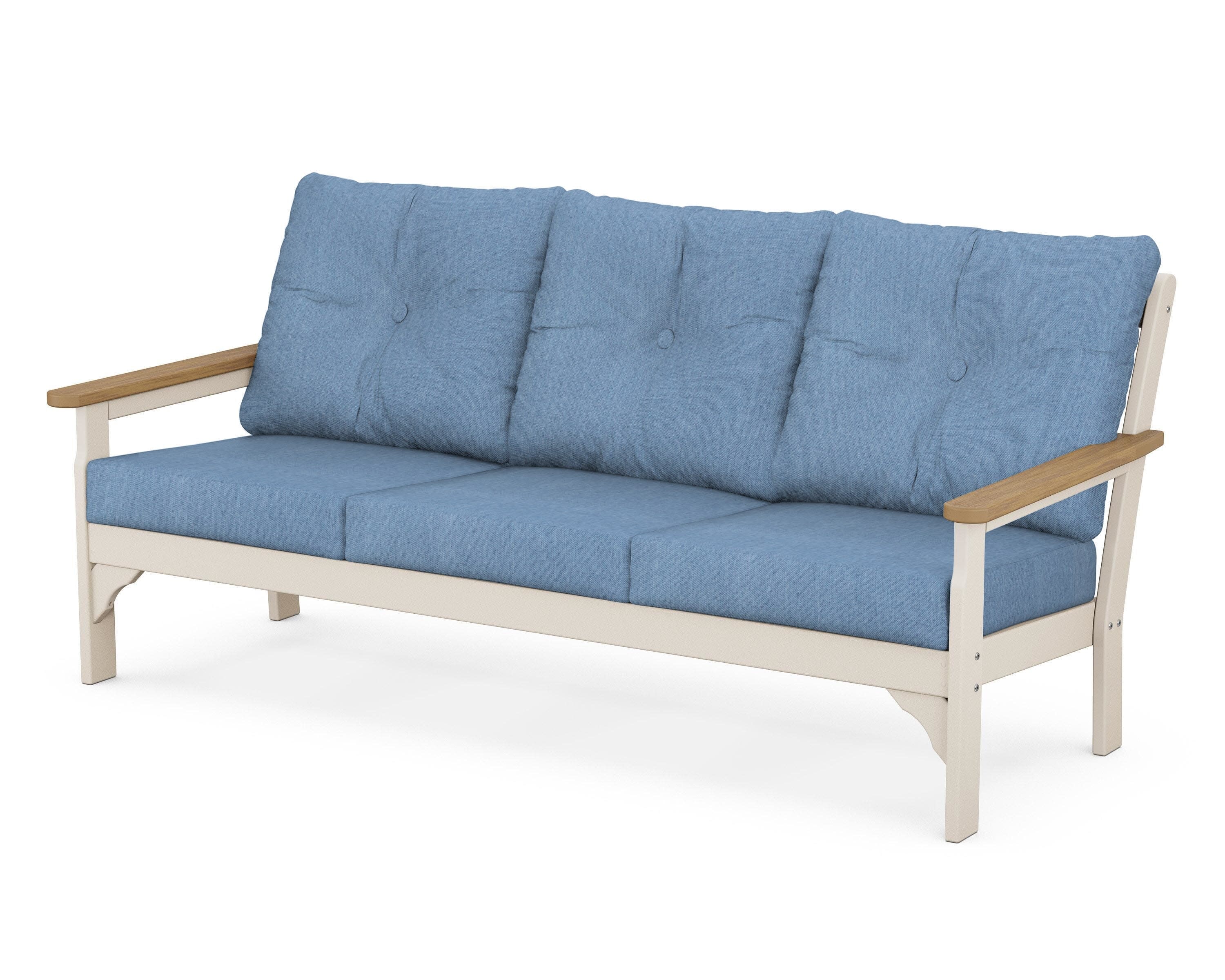 Vineyard Deep Seating Sofa in Sand / Natural / Sky Blue