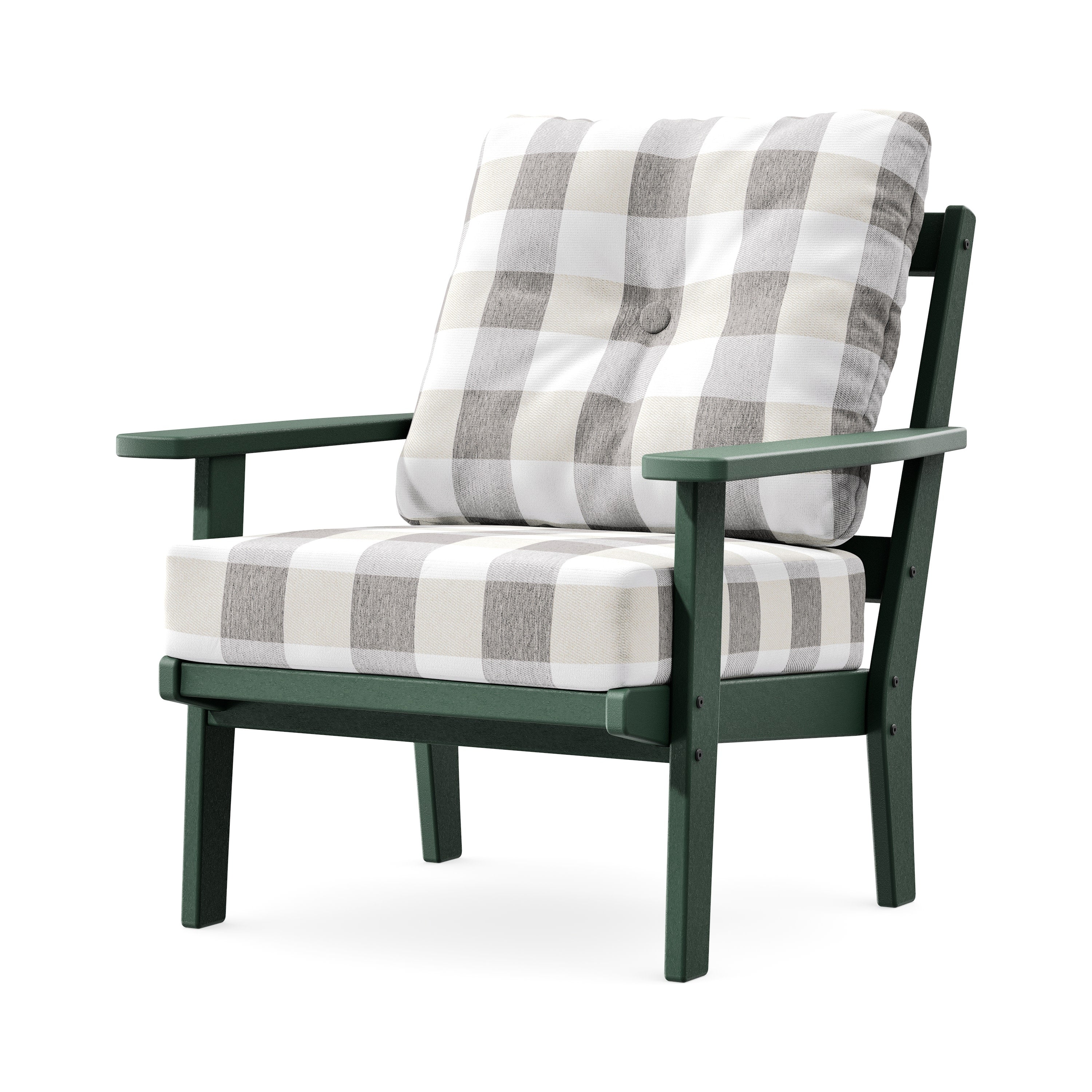 Prairie Deep Seating Chair in Green / Buffalo Plaid Grey Mist