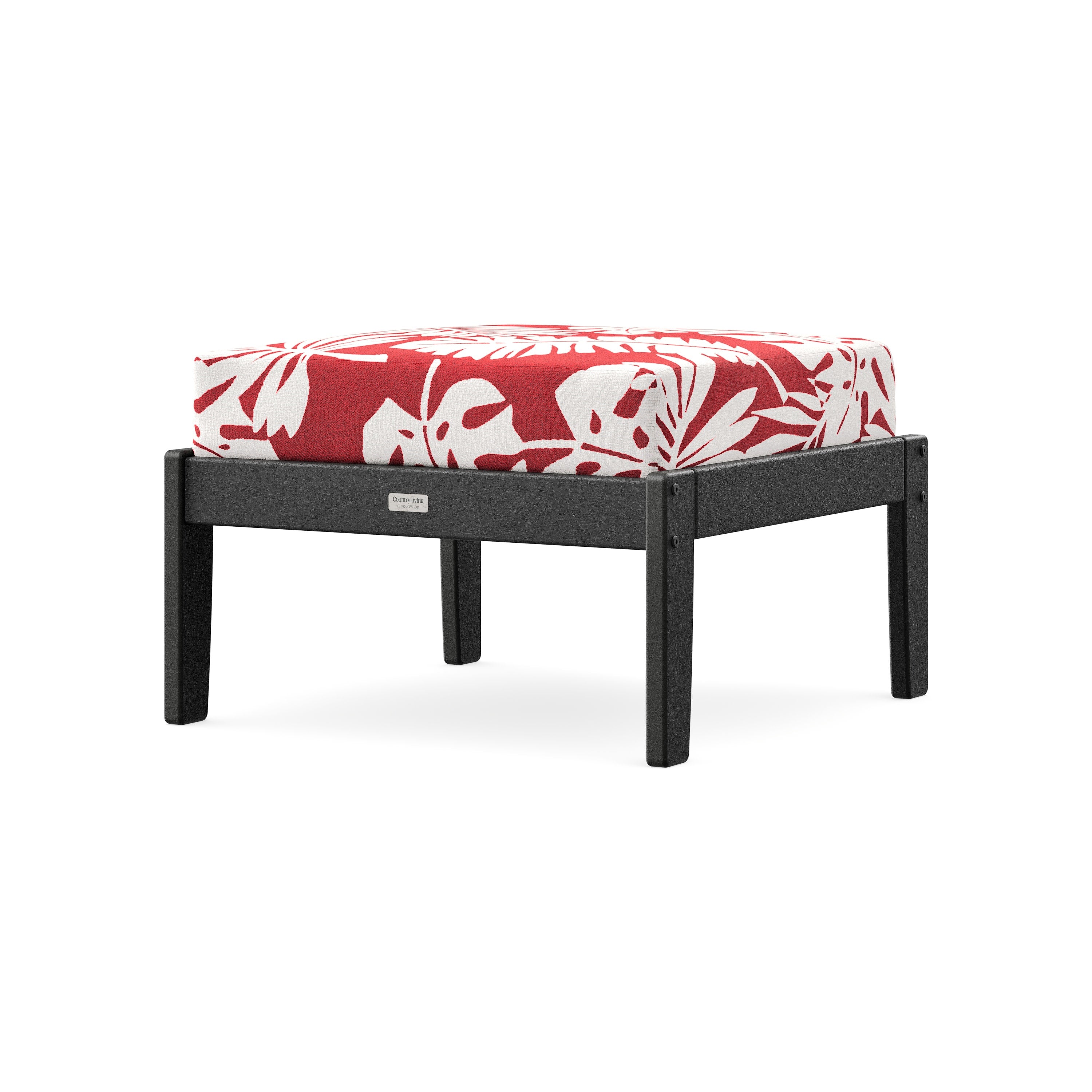 Cottage Deep Seating Ottoman in Black / Leaf Crimson
