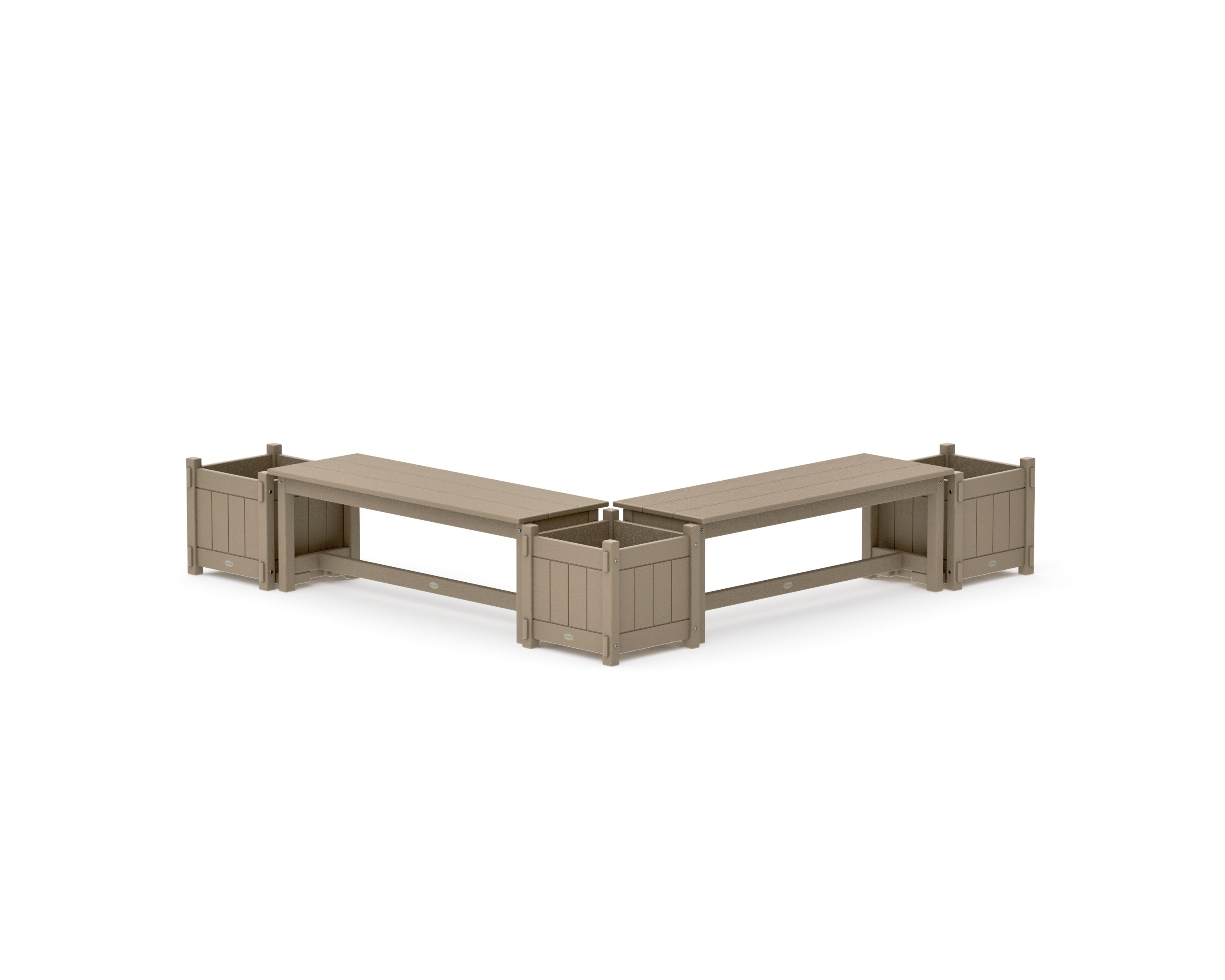 48" Vineyard L- Shaped Planter Bench Corner Set in Vintage Sahara