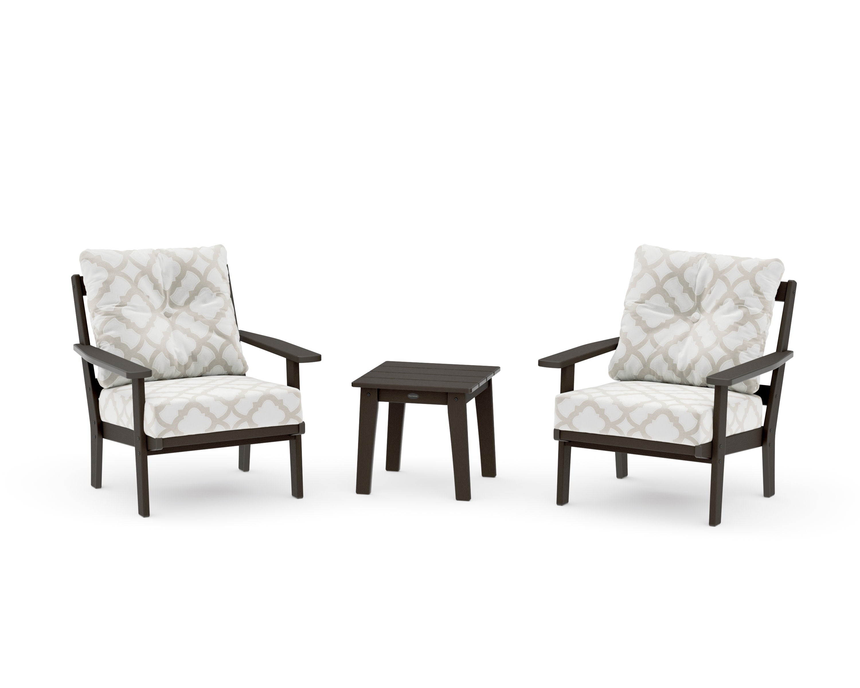 Oxford 3-Piece Deep Seating Set in Vintage Coffee / Trellis Dune Burlap