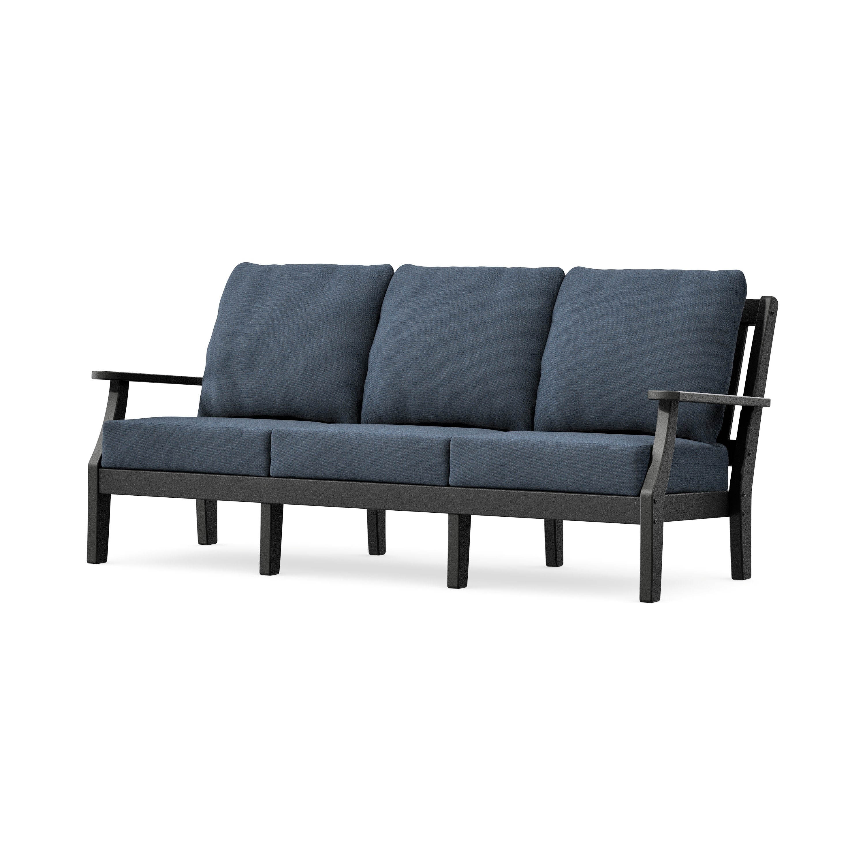 Chinoiserie Deep Seating Sofa in Black / Marine Indigo