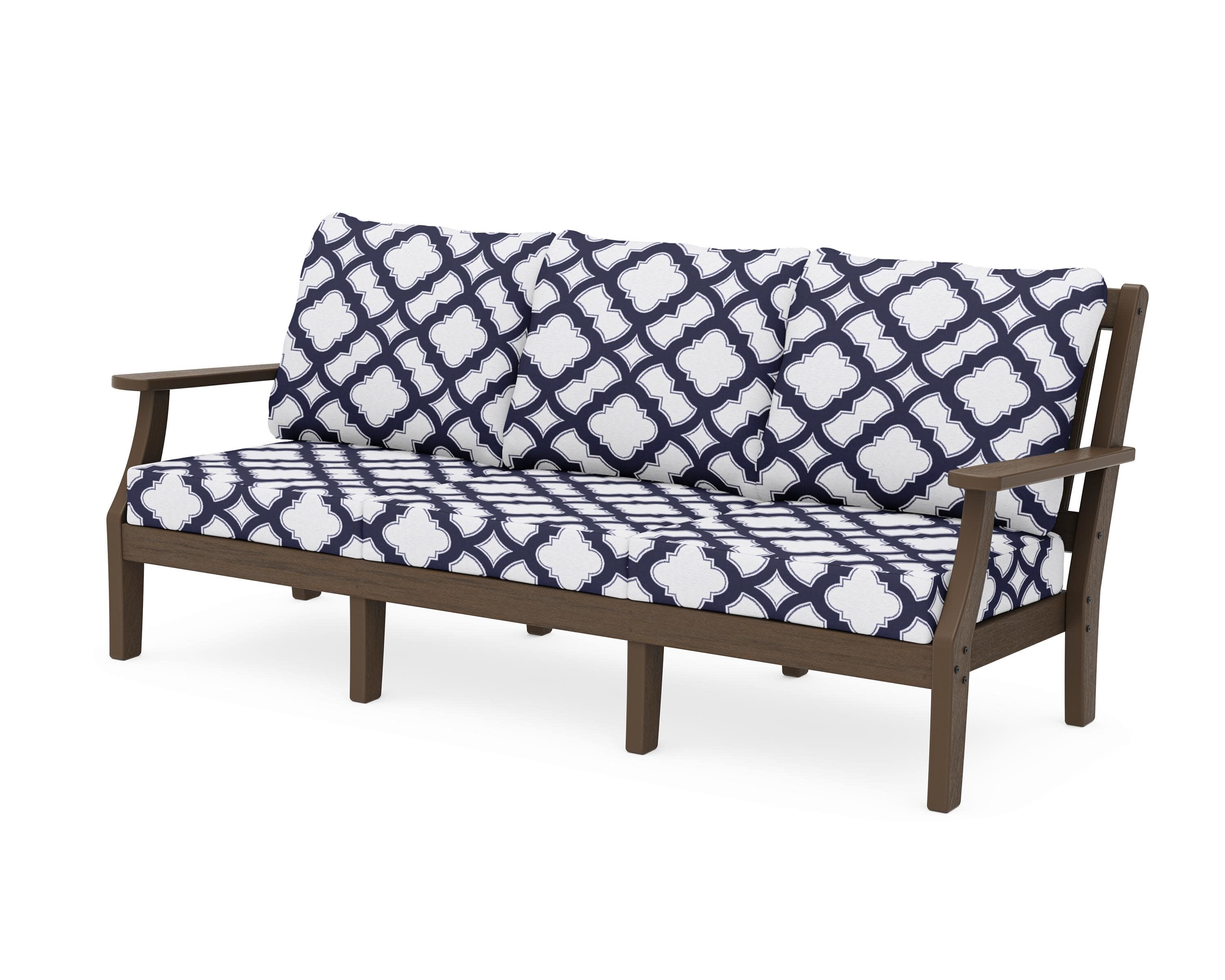 Chinoiserie Deep Seating Sofa in Kona / Trellis Navy