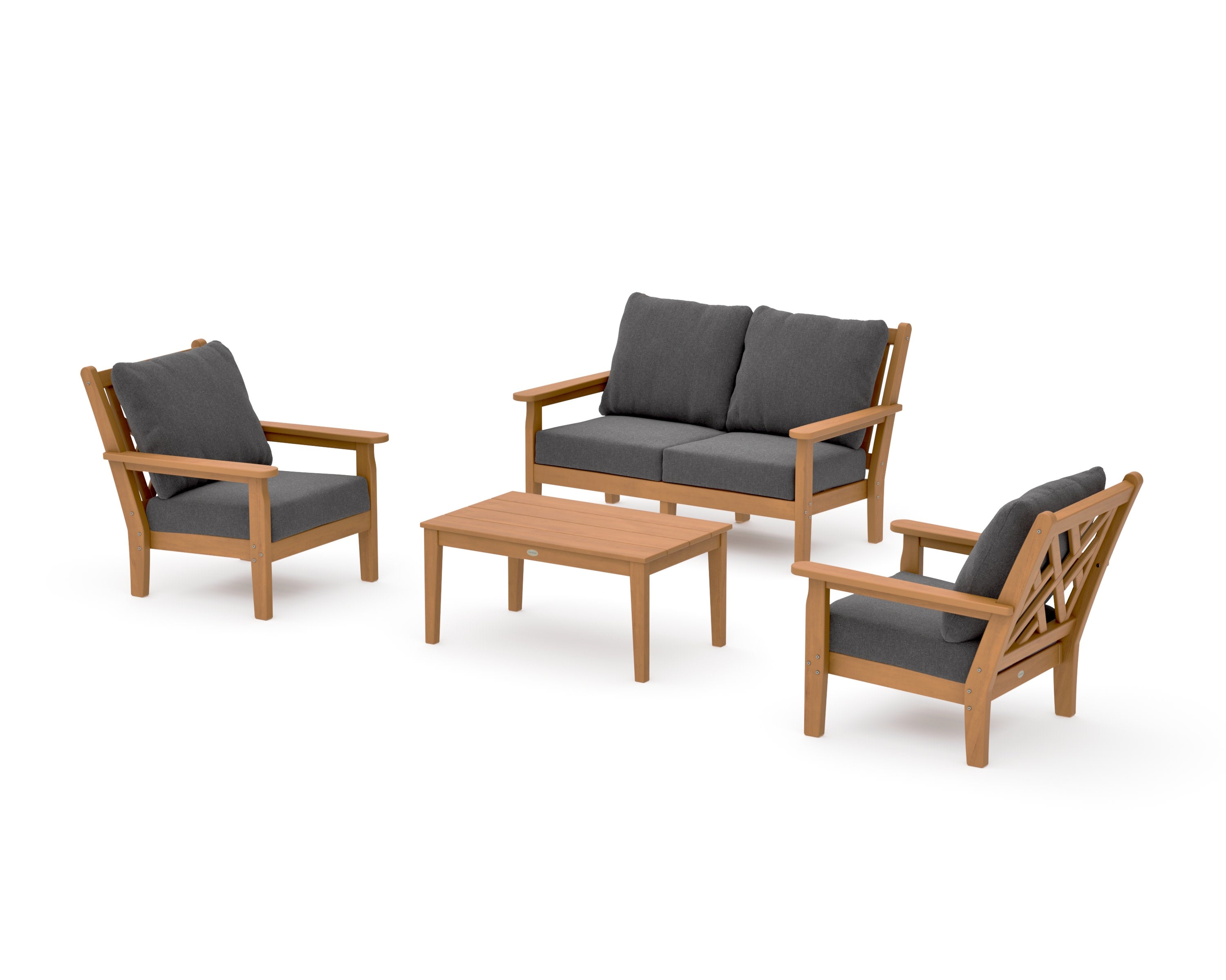 Chippendale 4-Piece Deep Seating Set with Loveseat in Natural / Ash Charcoal