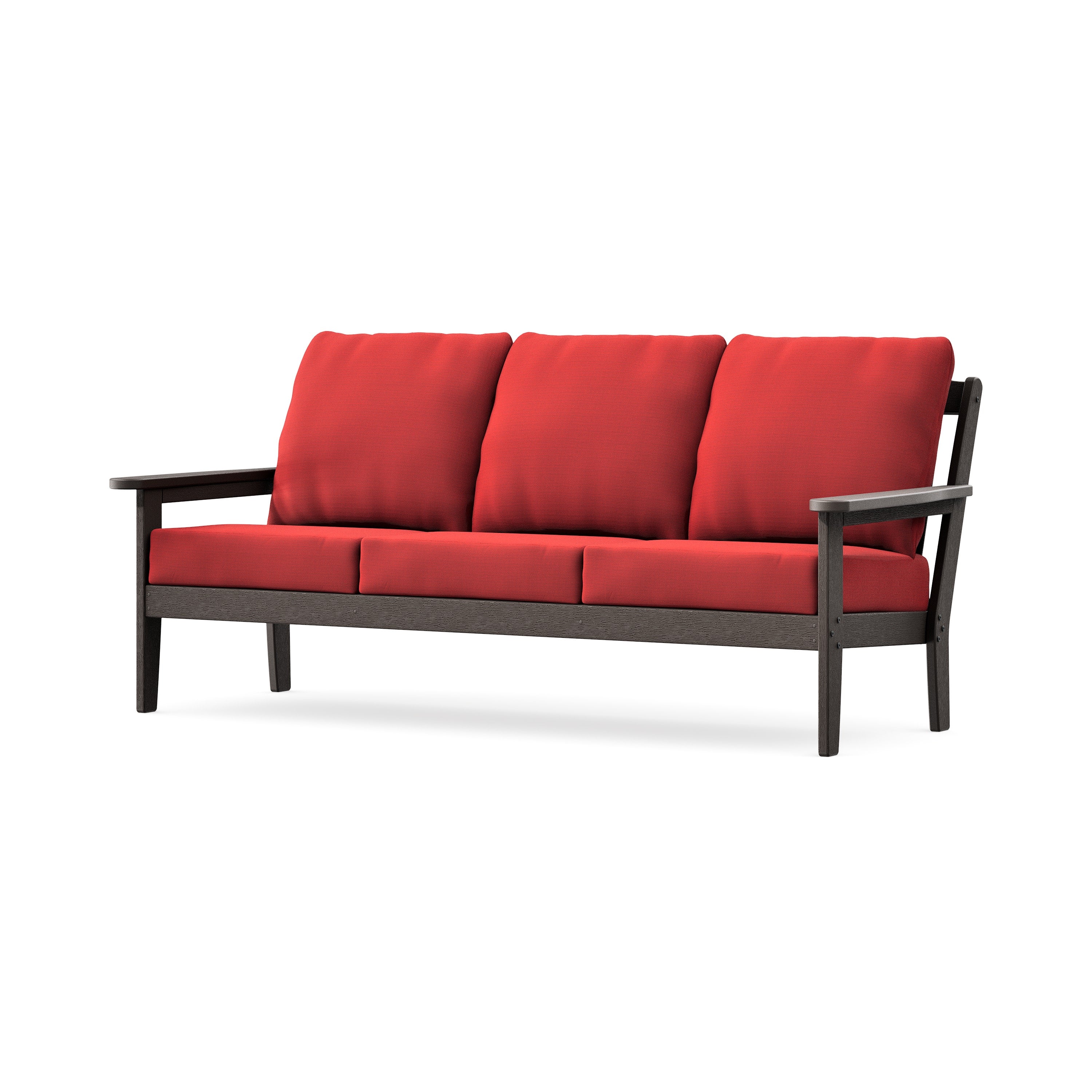Cottage Deep Seating Sofa in Vintage Coffee / Crimson Linen