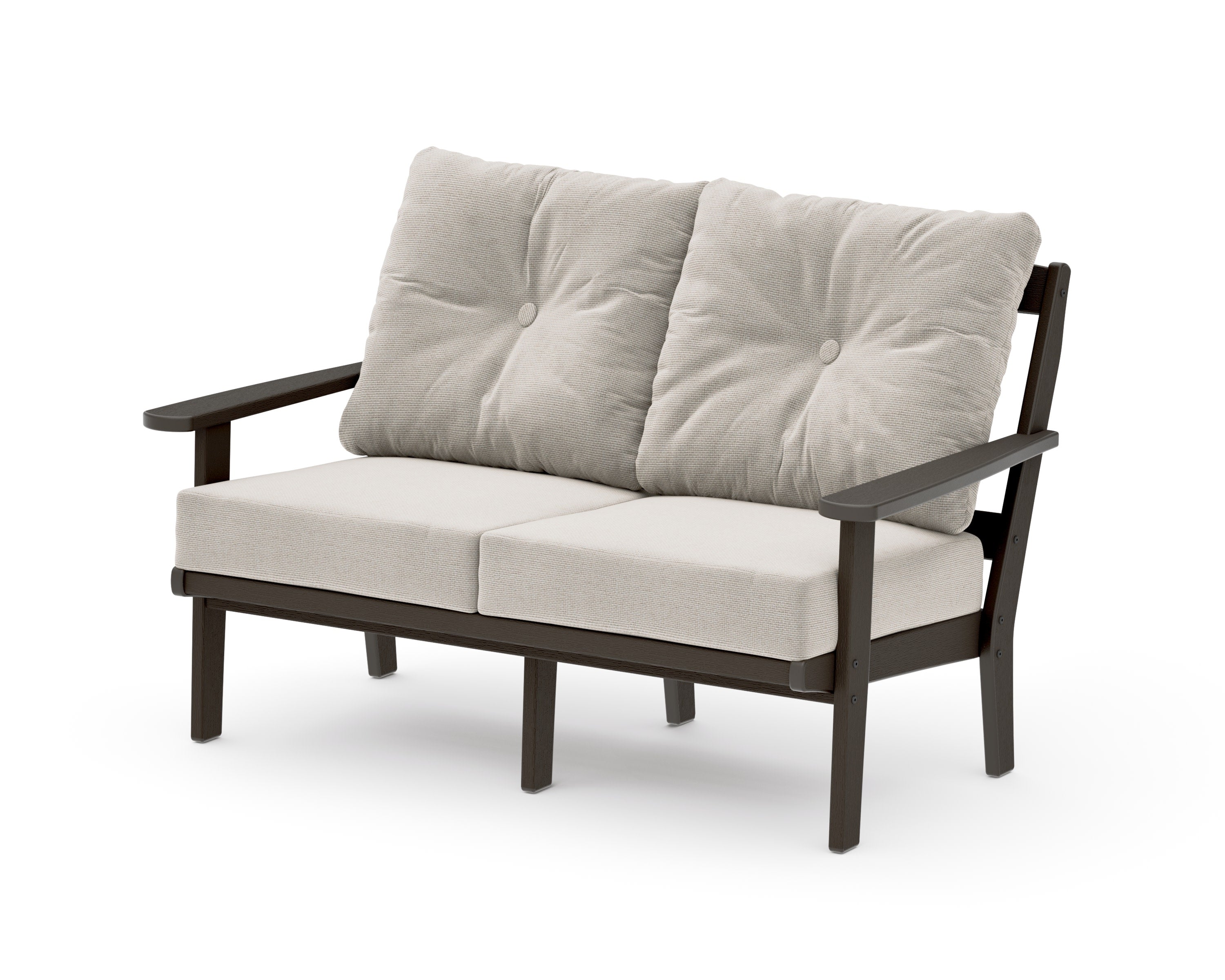 Mission Deep SeatingLoveseat in Vintage Coffee / Dune Burlap