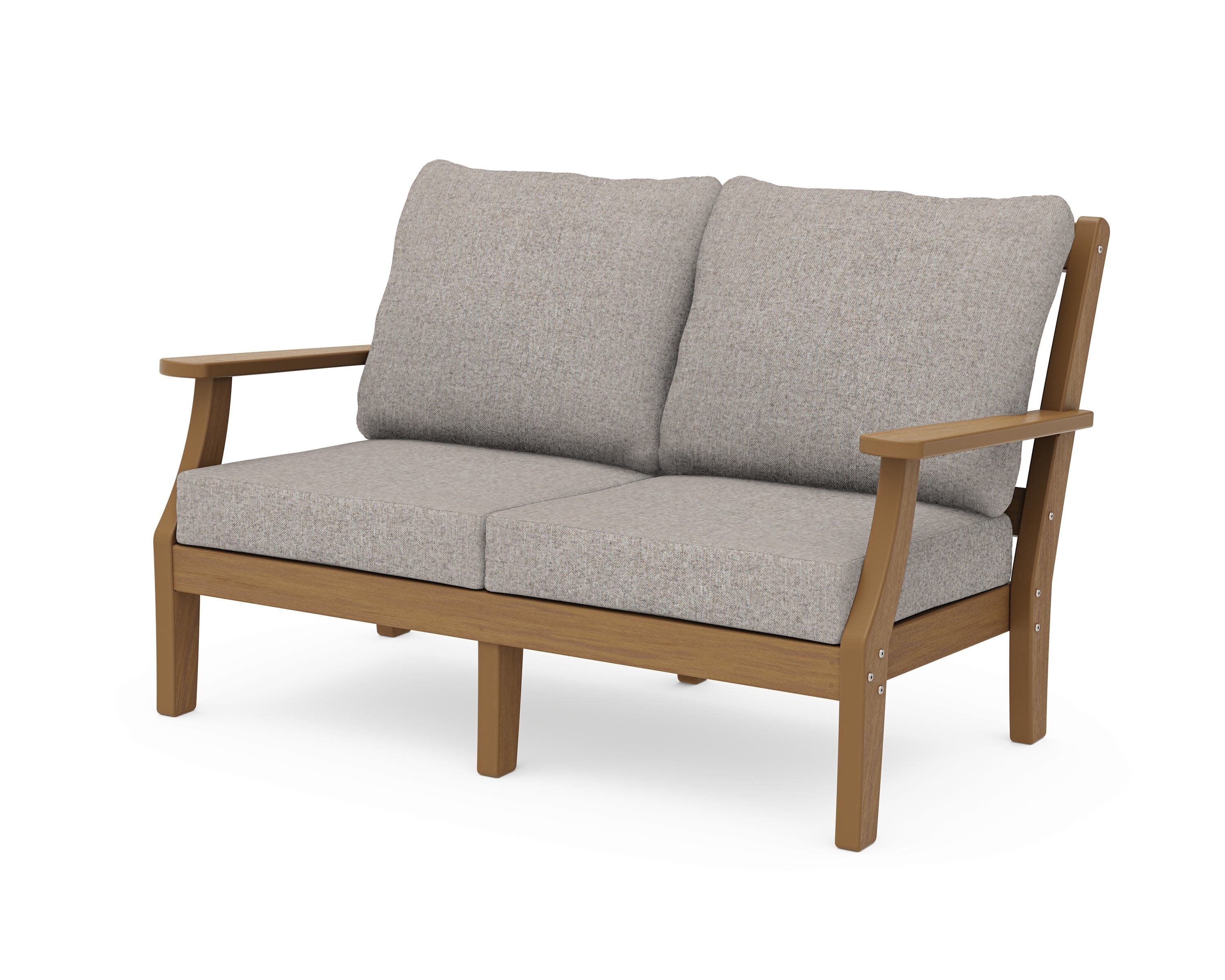 Chinoiserie Deep Seating Loveseat in Natural / Weathered Tweed