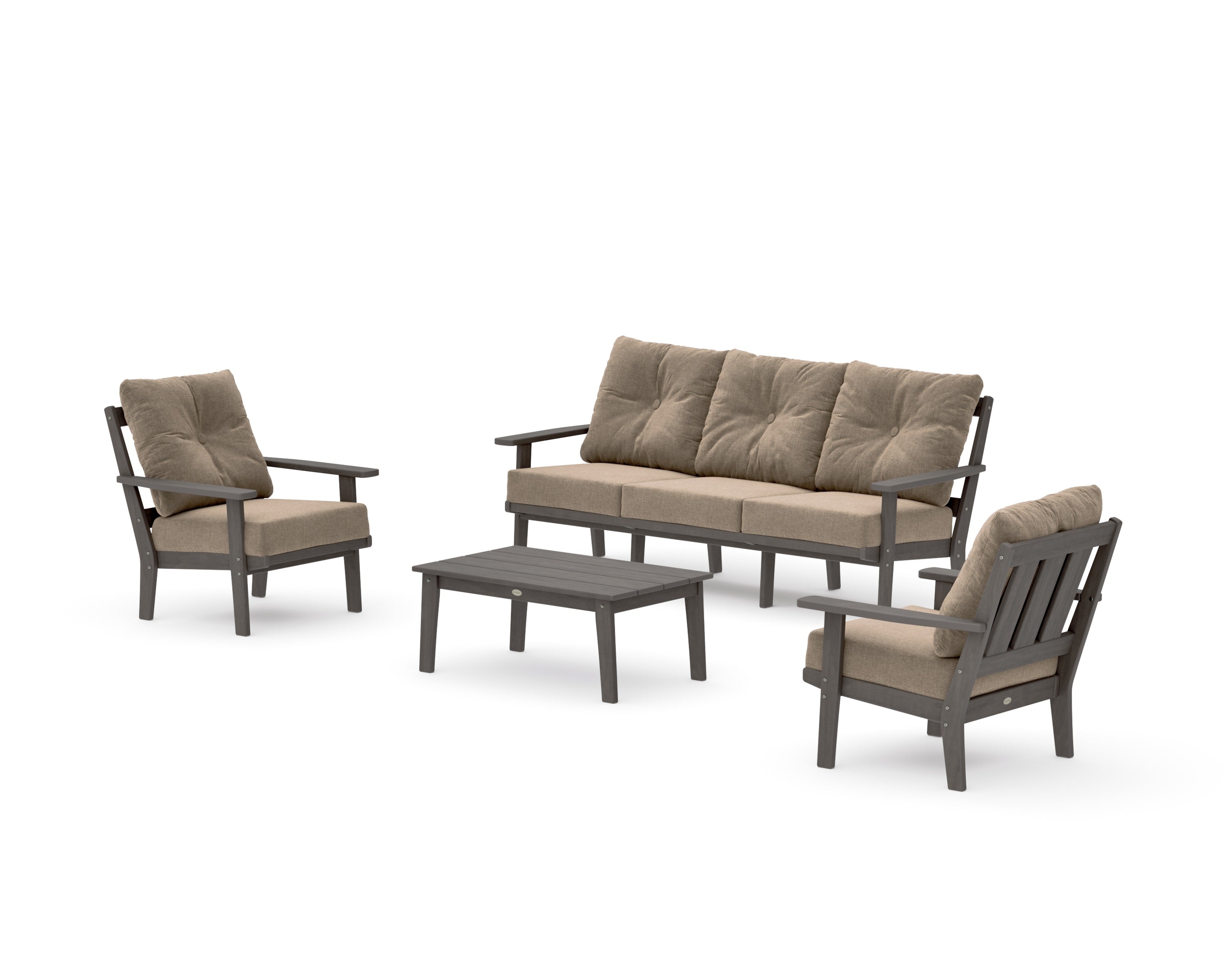 Oxford 4-Piece Deep Seating Set with Sofa in Driftwood / Spiced Burlap