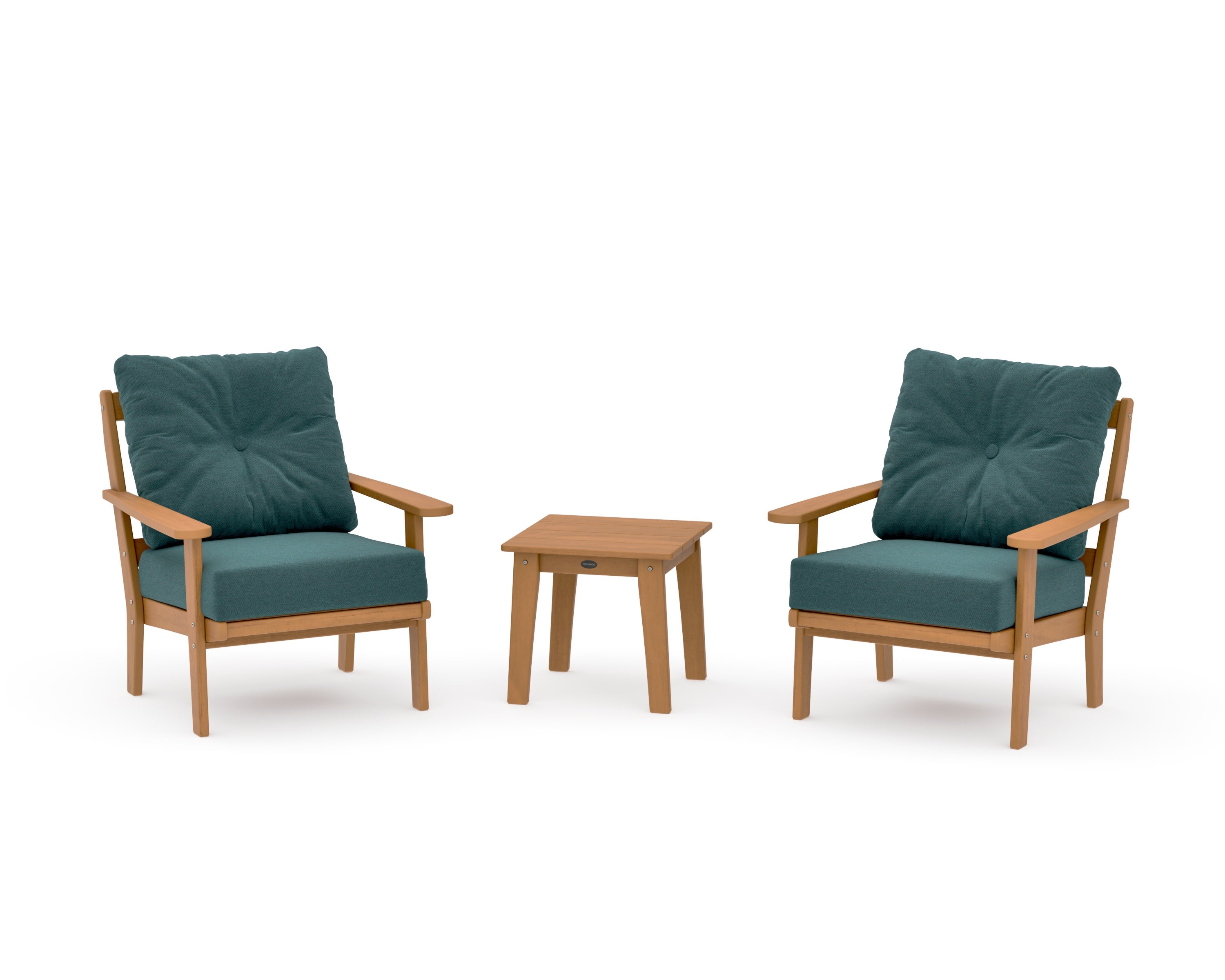 Mission 3-Piece Deep Seating Set in Natural / Ocean Teal