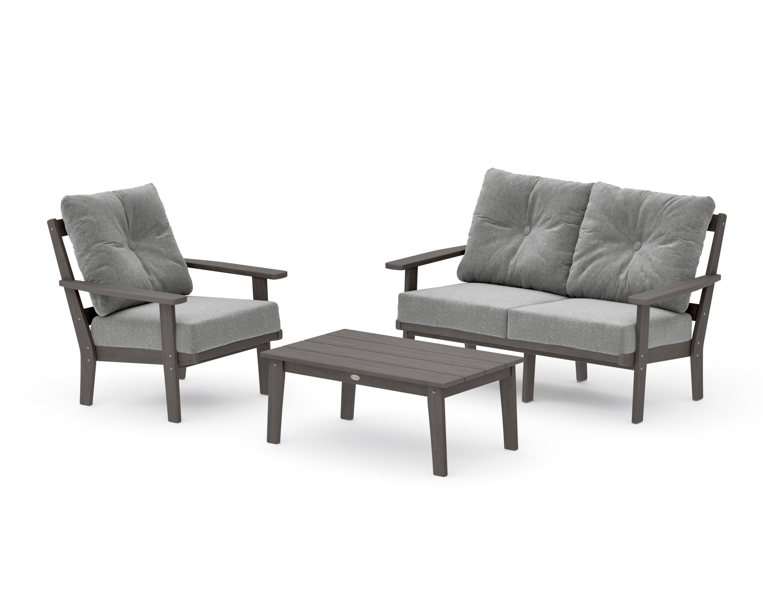 Oxford 3-Piece Deep Seating Set with Loveseat in Driftwood / Grey Mist