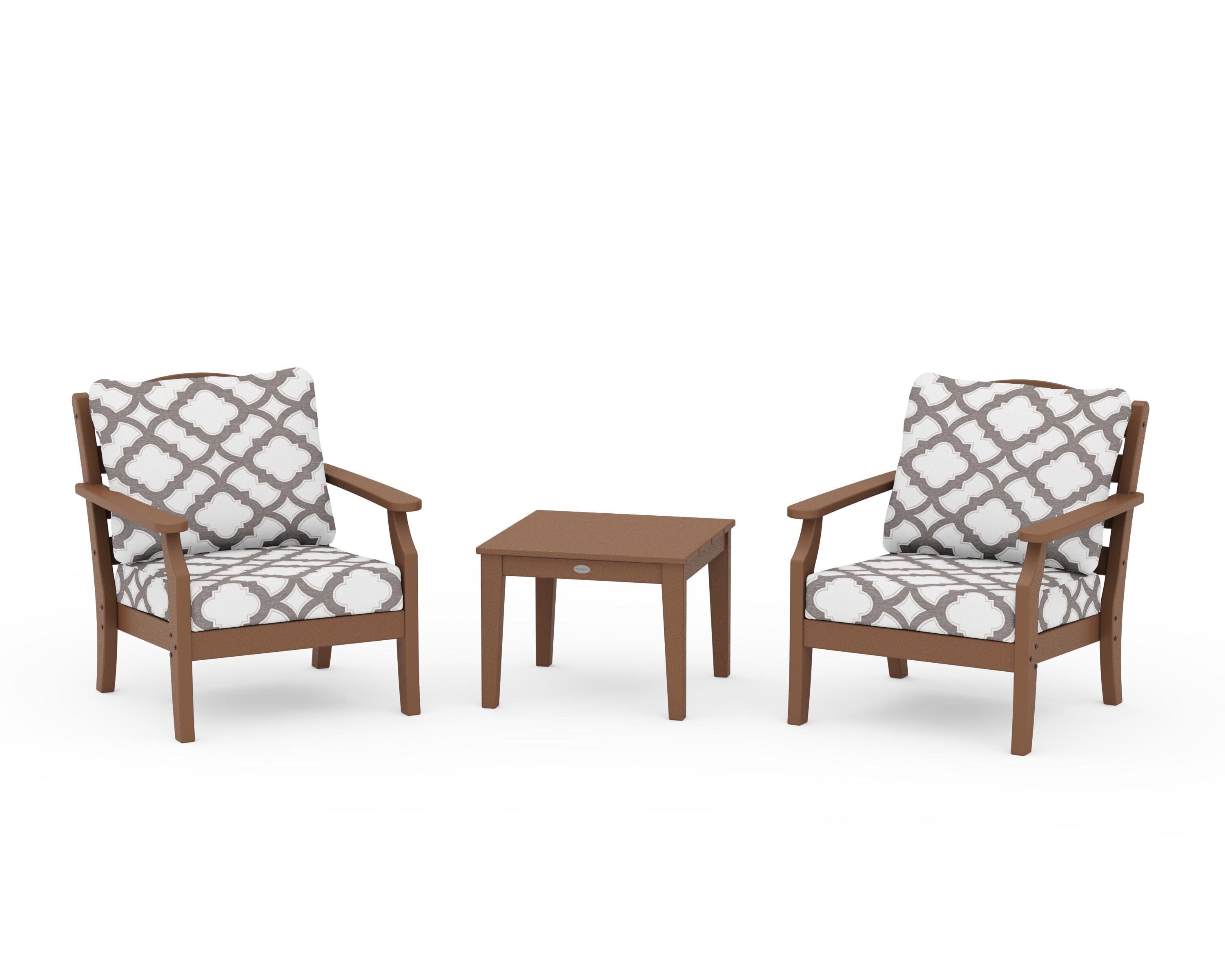 Savannah 3-Piece Deep Seating Set in Teak / Trellis Grey Mist