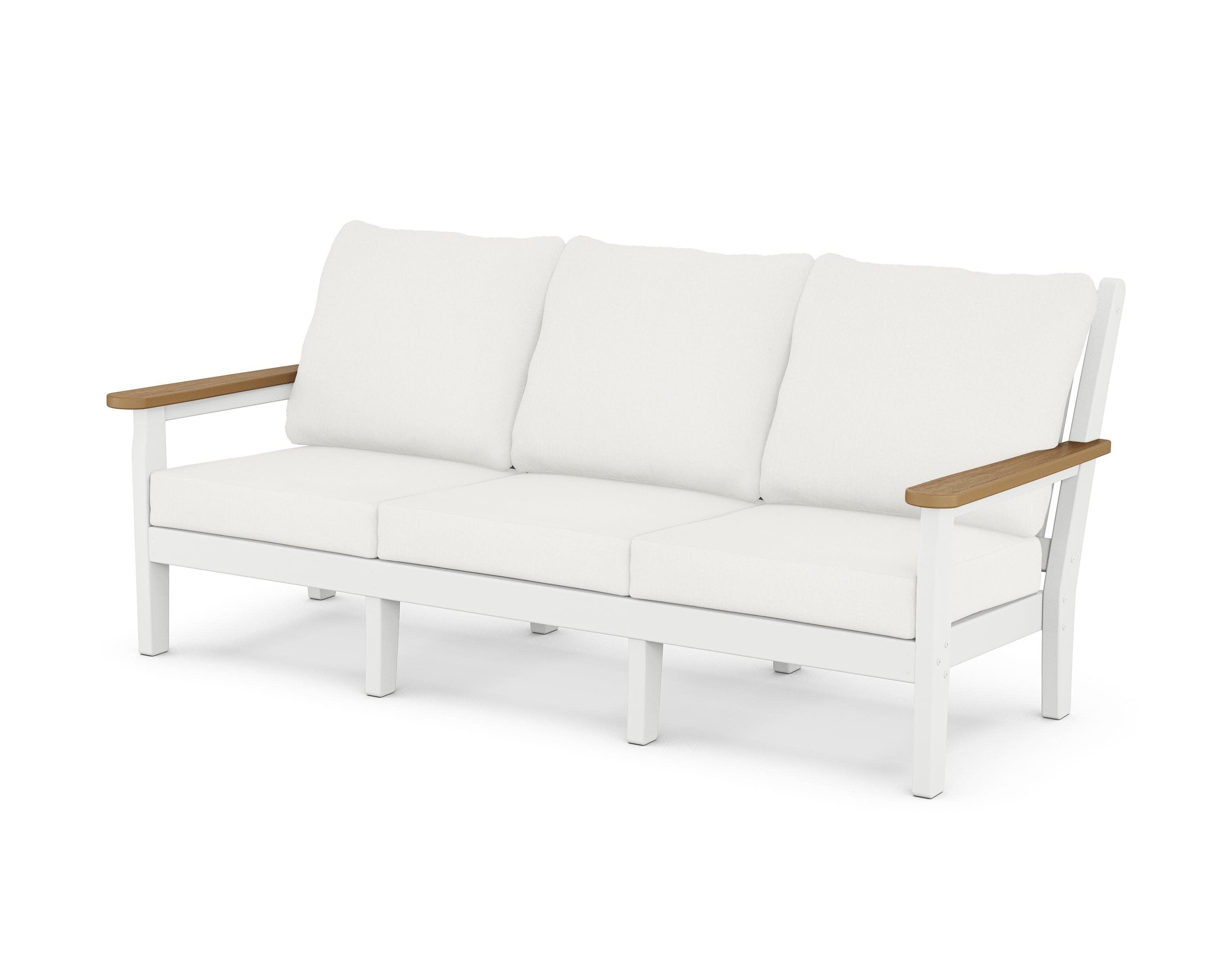 Chippendale Deep Seating Sofa in White / Natural / Natural Linen