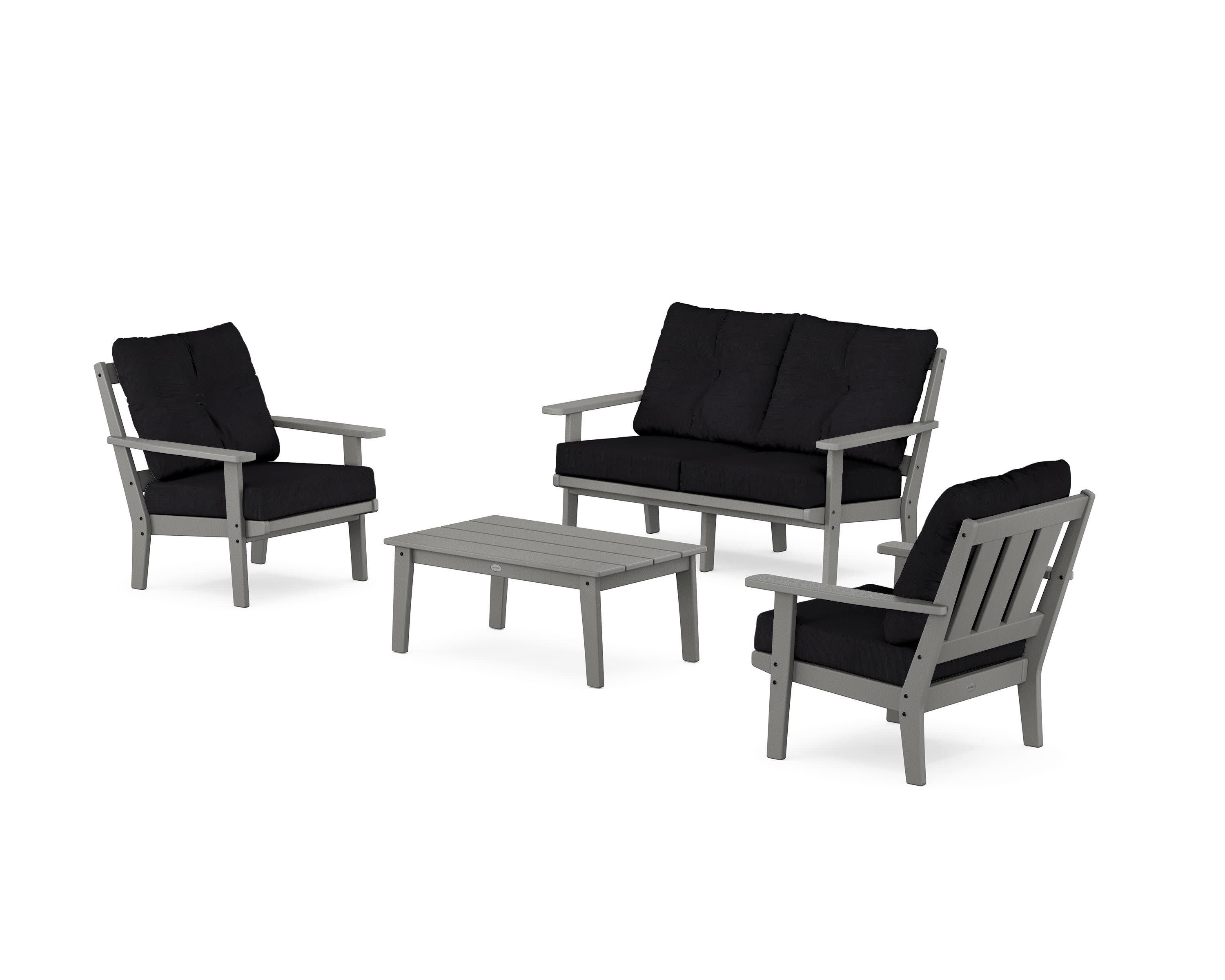 Oxford 4-Piece Deep Seating Set with Loveseat in Slate Grey / Midnight Linen