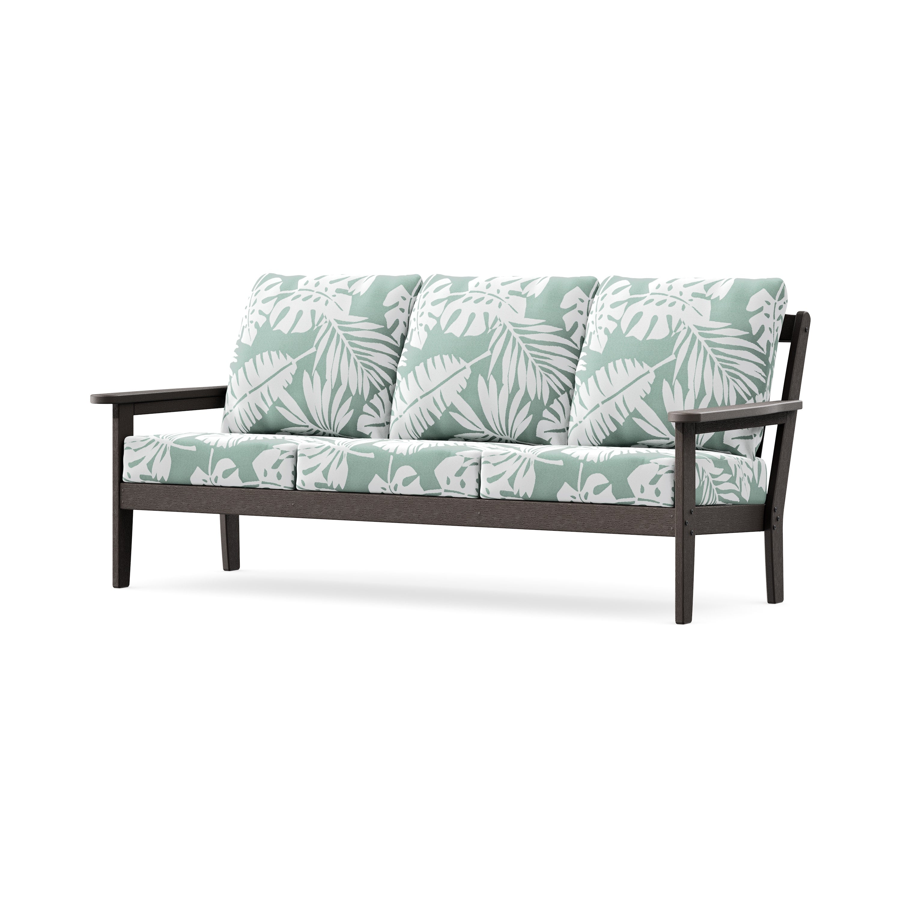 Cottage Deep Seating Sofa in Vintage Coffee / Leaf Glacier Spa