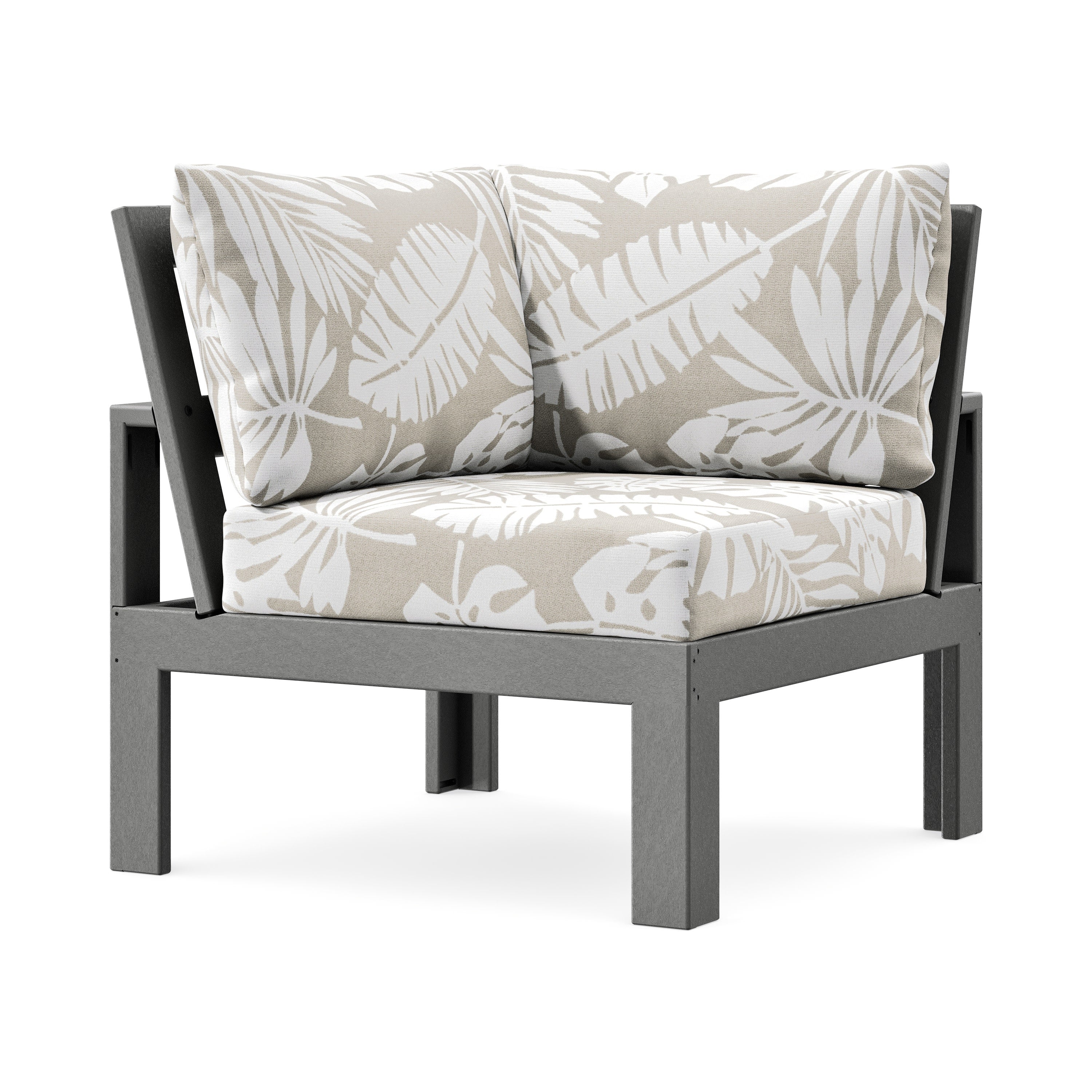 Modular Corner Chair in Slate Grey / Leaf Dune Burlap