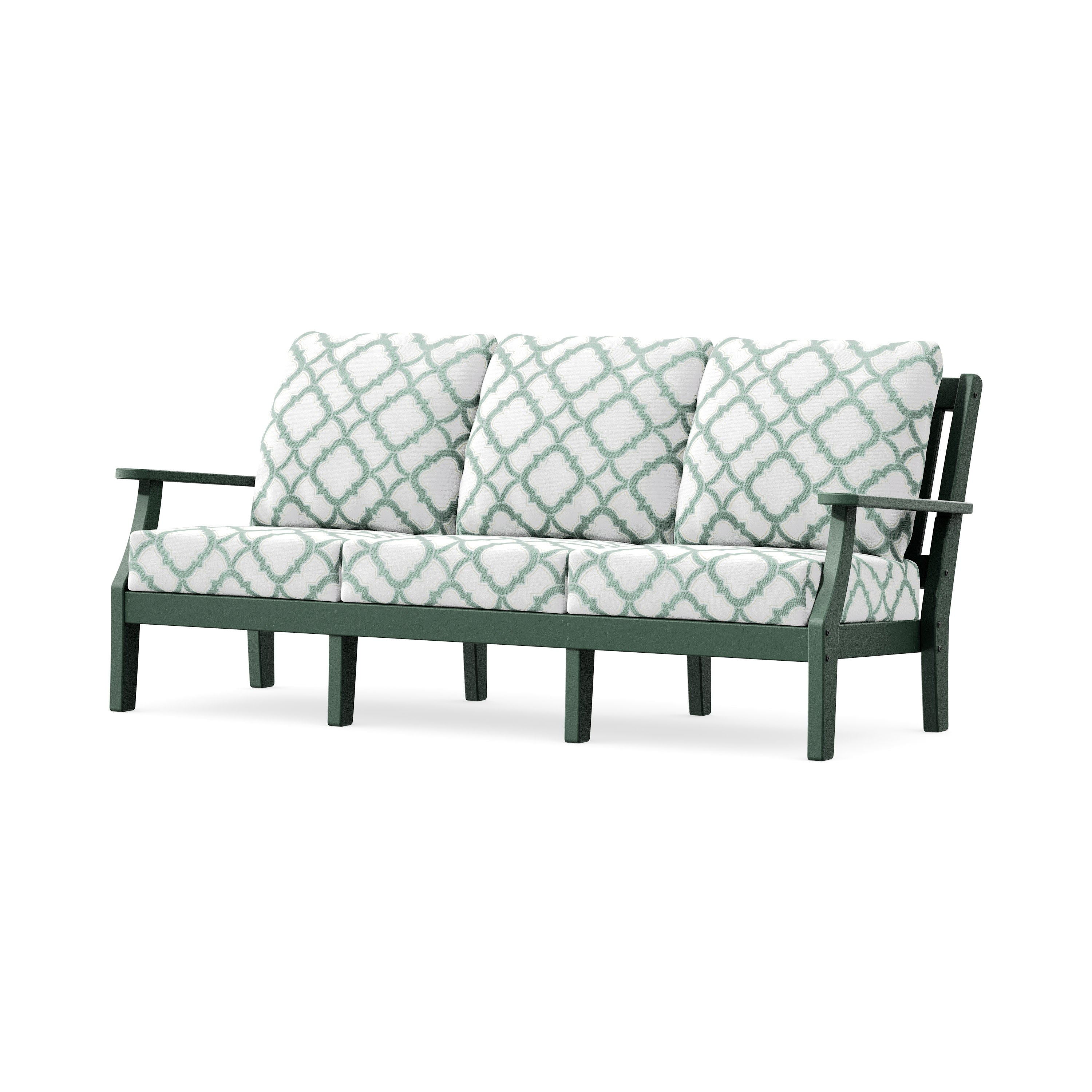 Chinoiserie Deep Seating Sofa in Green / Trellis Glacier Spa