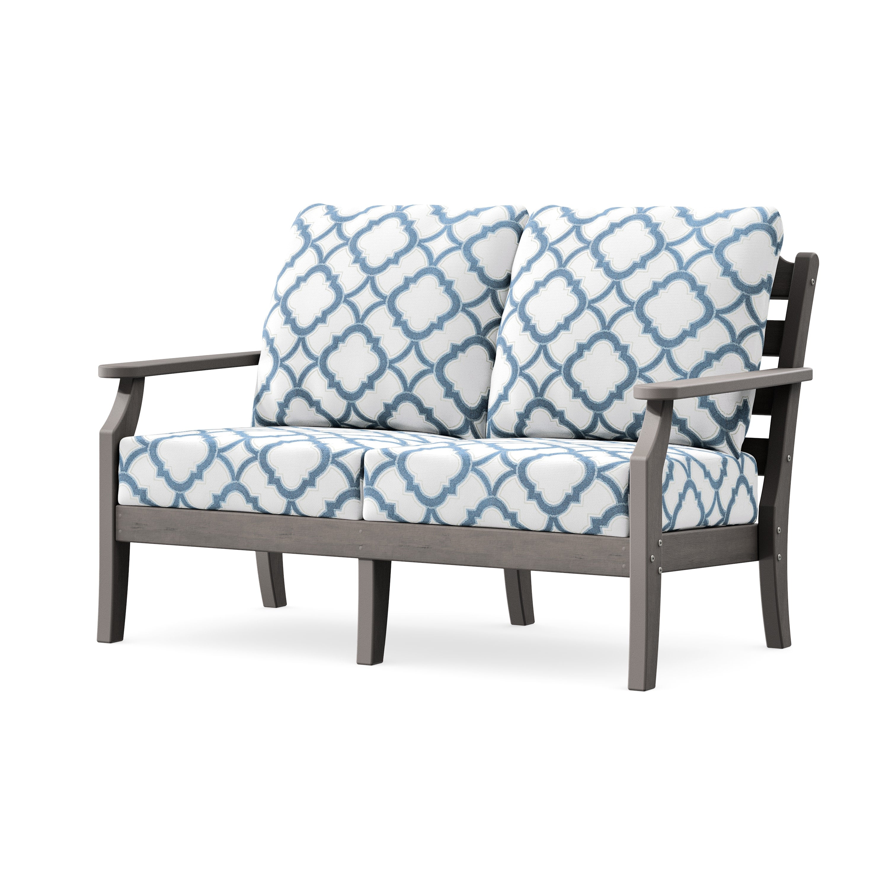 Savannah Deep Seating Loveseat in Driftwood / Trellis Sky Blue