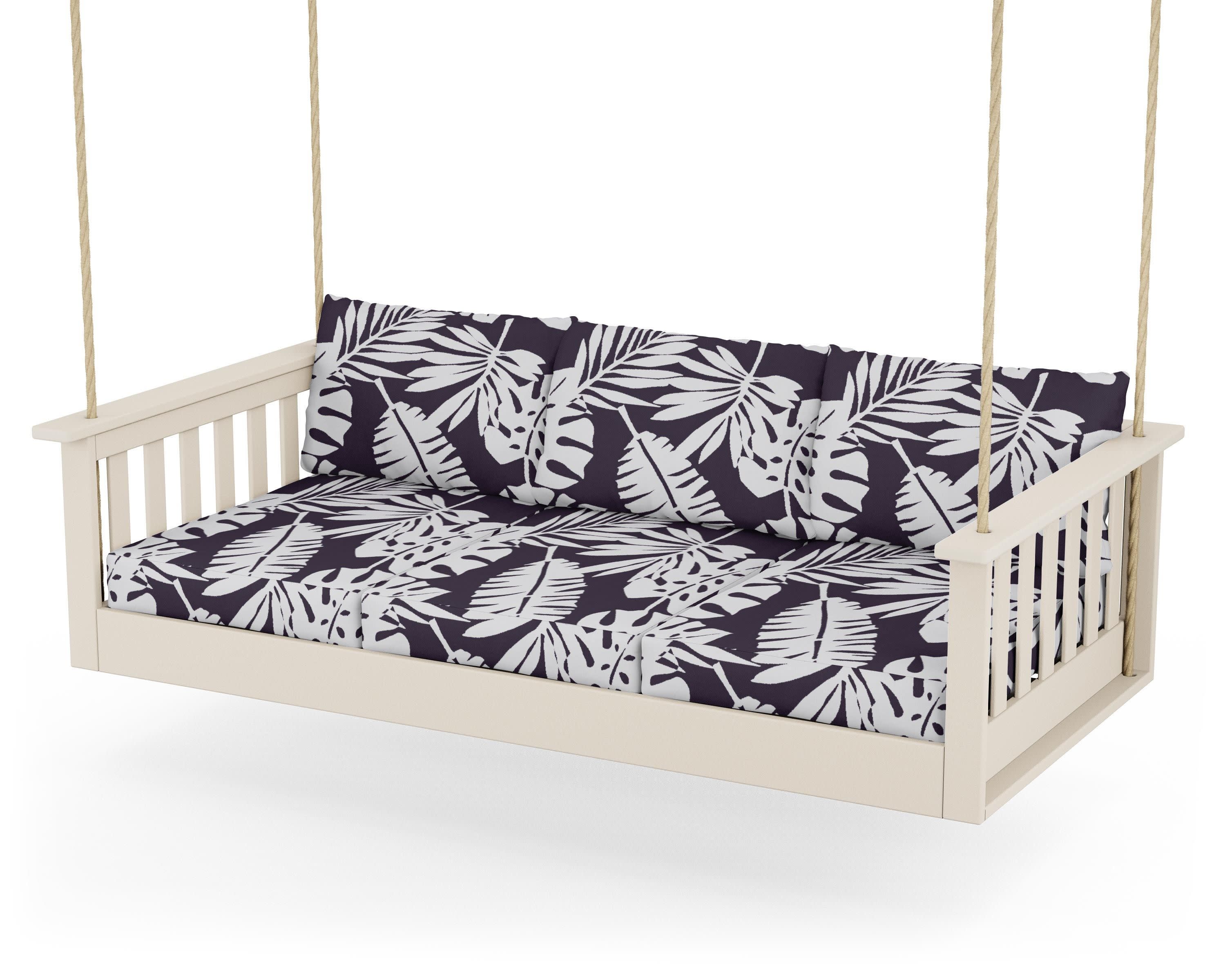 Vineyard Daybed Swing in Sand / Leaf Navy