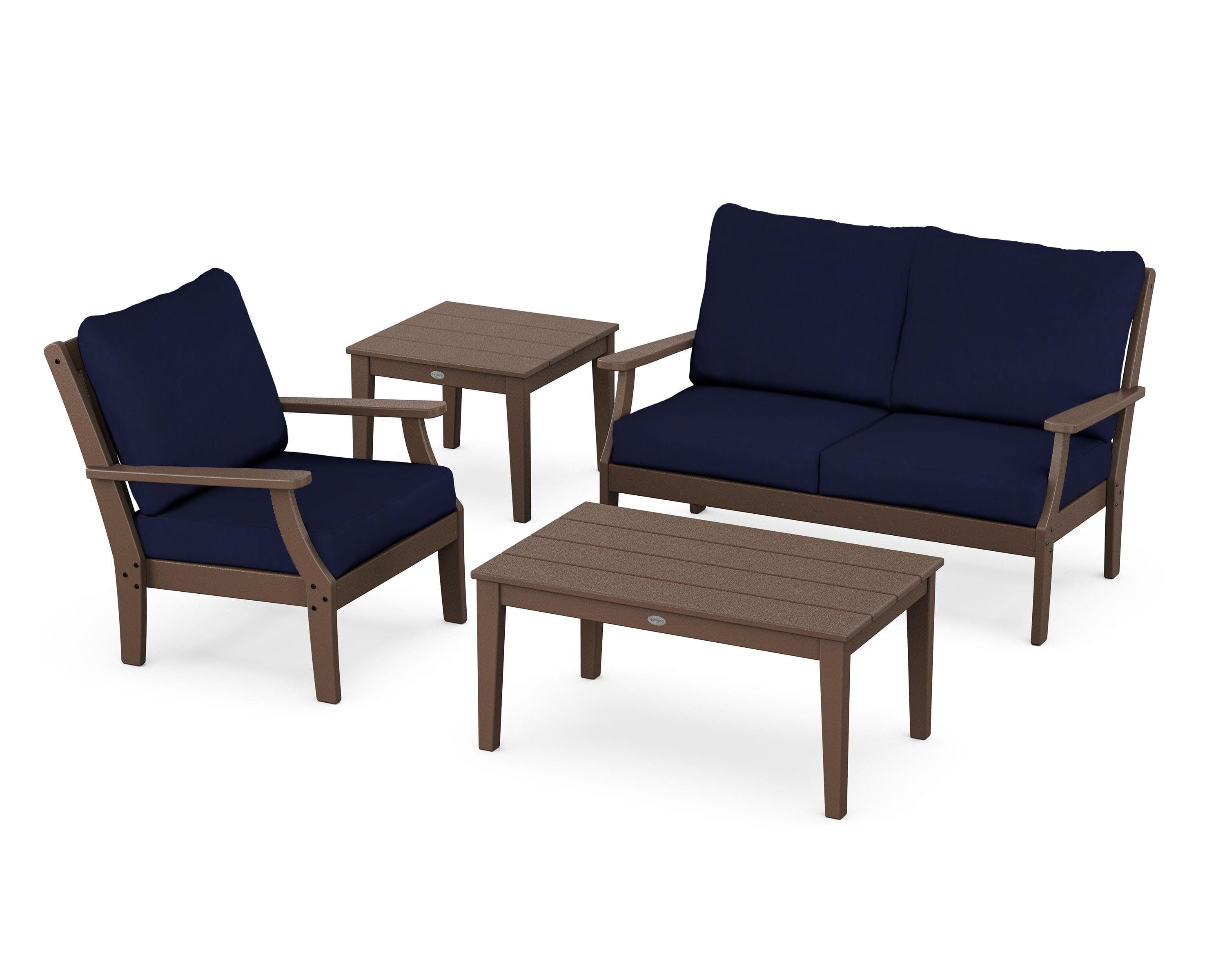 Braxton 4-Piece Deep Seating Set in Mahogany / Navy