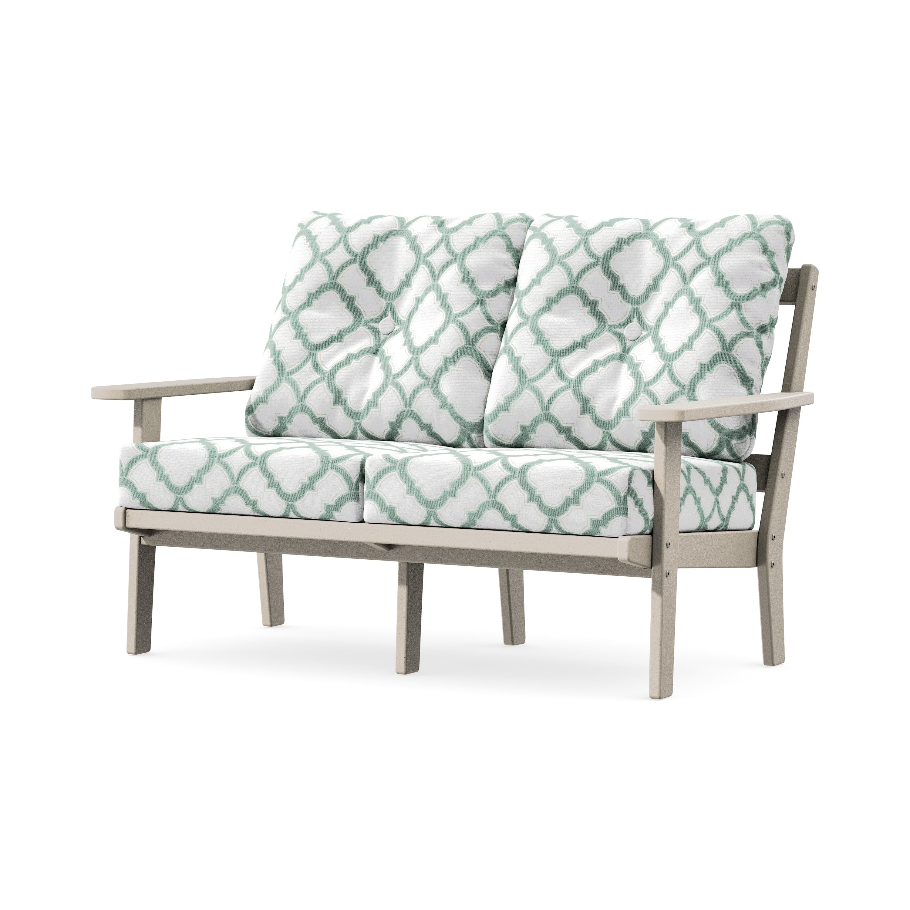 Prairie Deep SeatingLoveseat in Sand / Trellis Glacier Spa