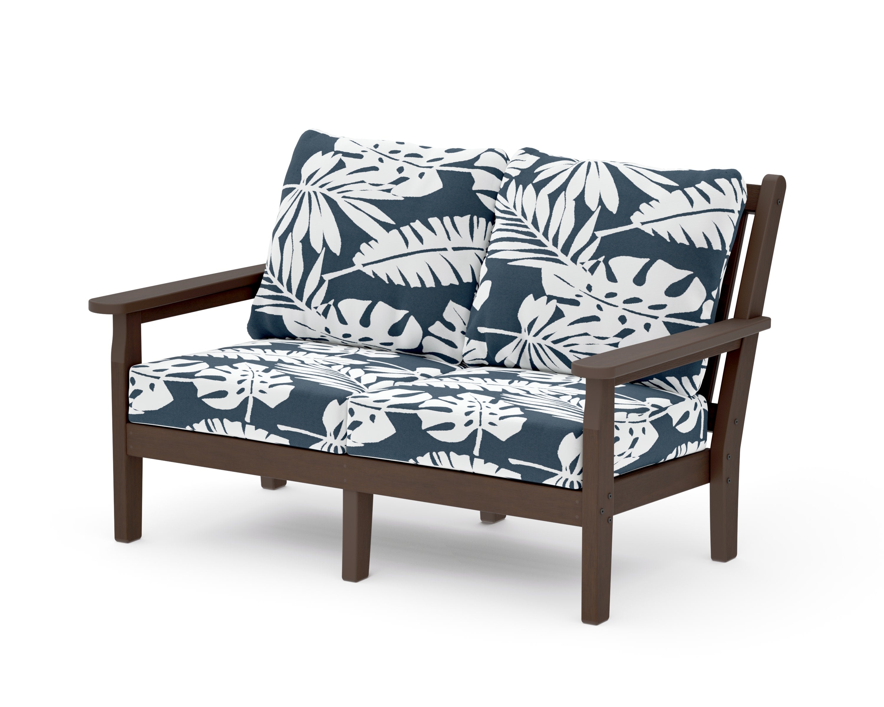 Chippendale Deep Seating Loveseat in Kona / Leaf Marine Indigo