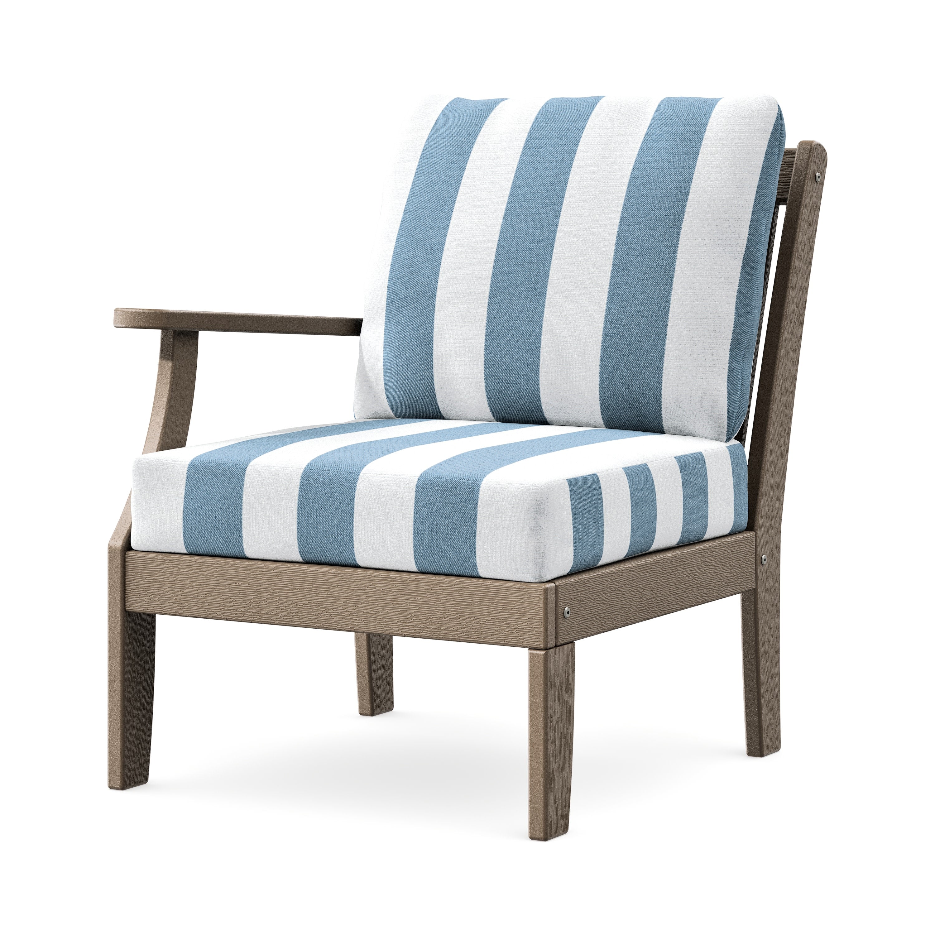 Braxton Modular Left Arm Chair in Vintage Sahara / Cabana Stripe Sky Blue