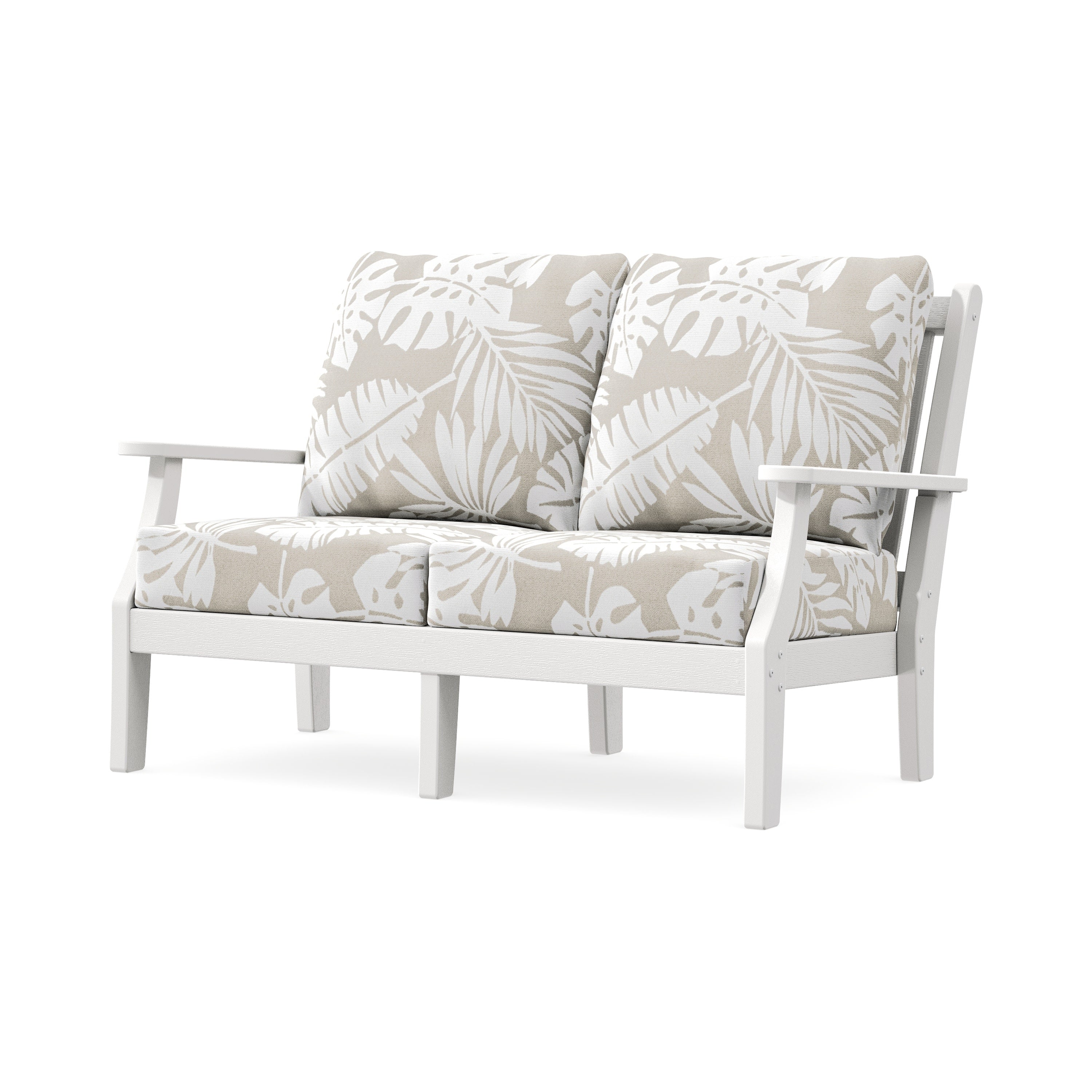 Wovendale Deep Seating Loveseat in Vintage White / Leaf Dune Burlap