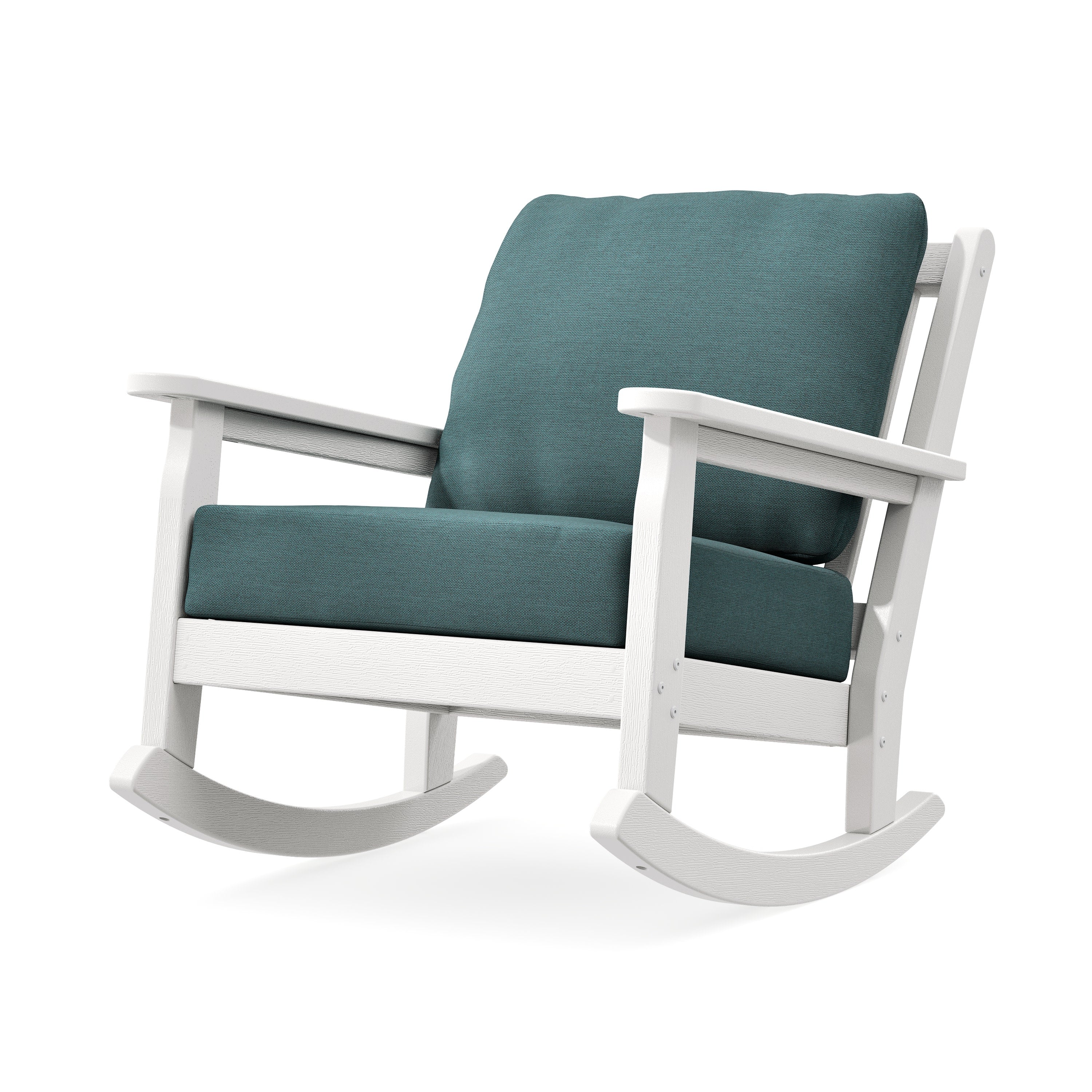 Chippendale Deep Seating Rocking Chair in Vintage White / Ocean Teal