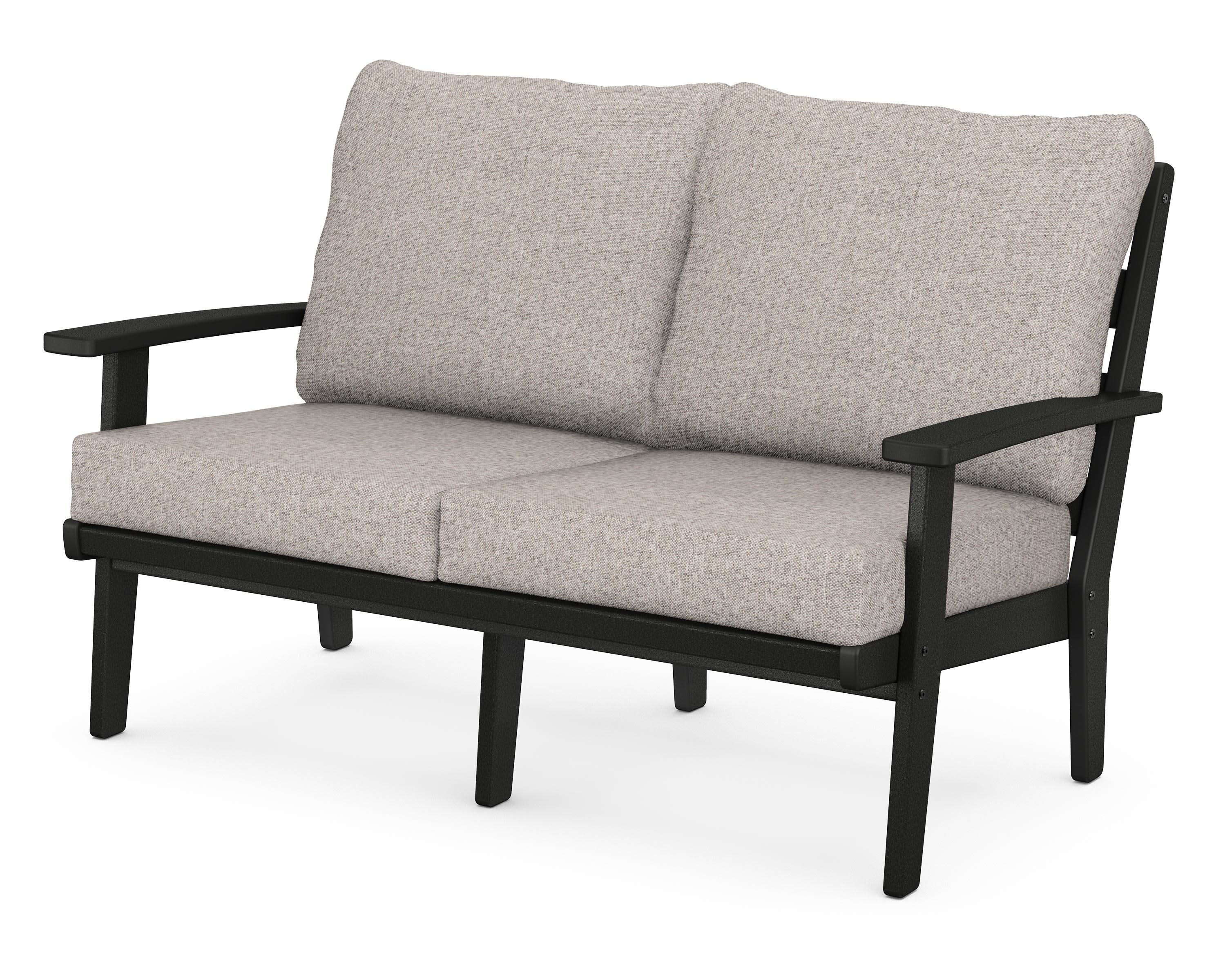 Grant Park Deep Seating Loveseat in Black / Weathered Tweed
