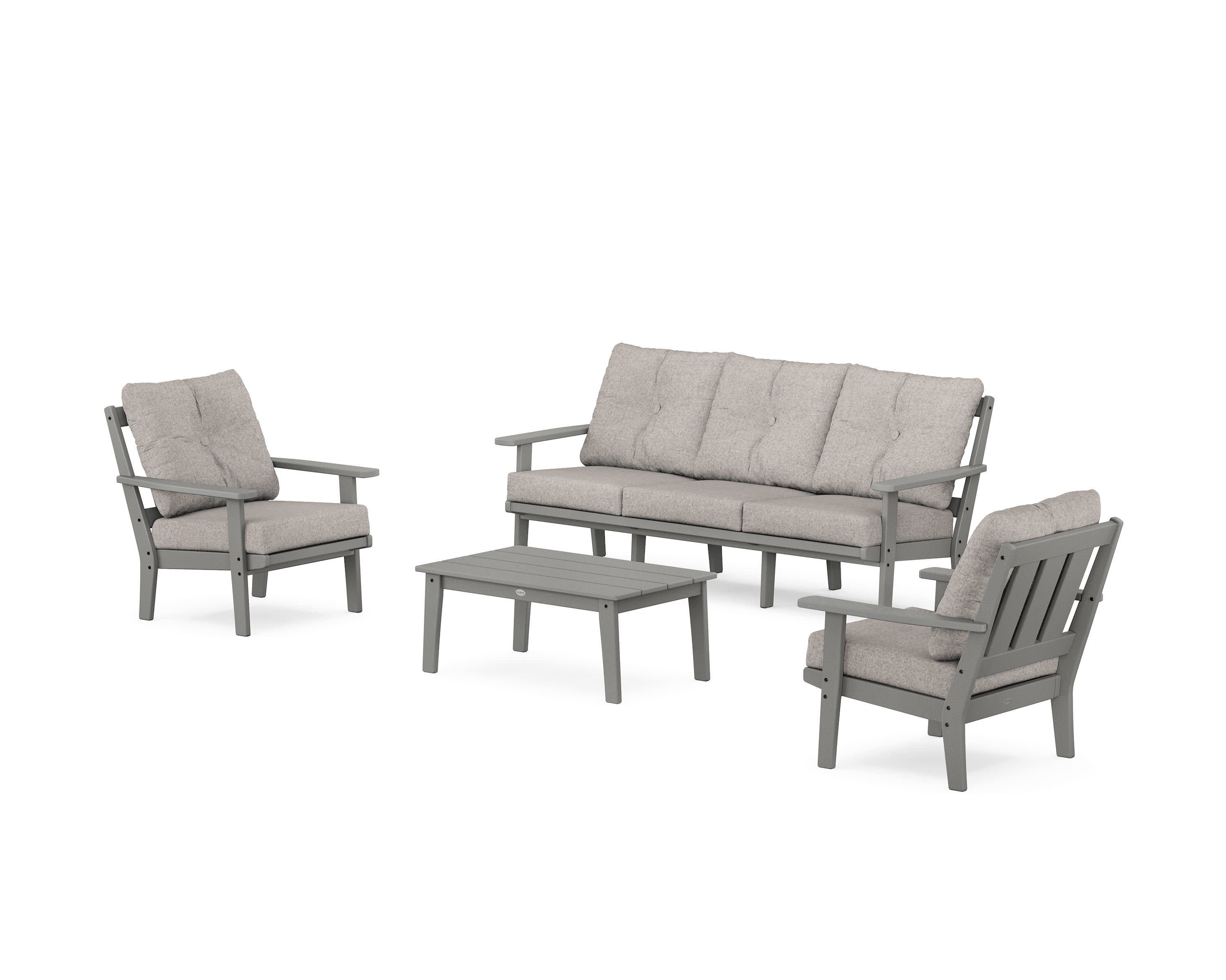 Oxford 4-Piece Deep Seating Set with Sofa in Slate Grey / Weathered Tweed