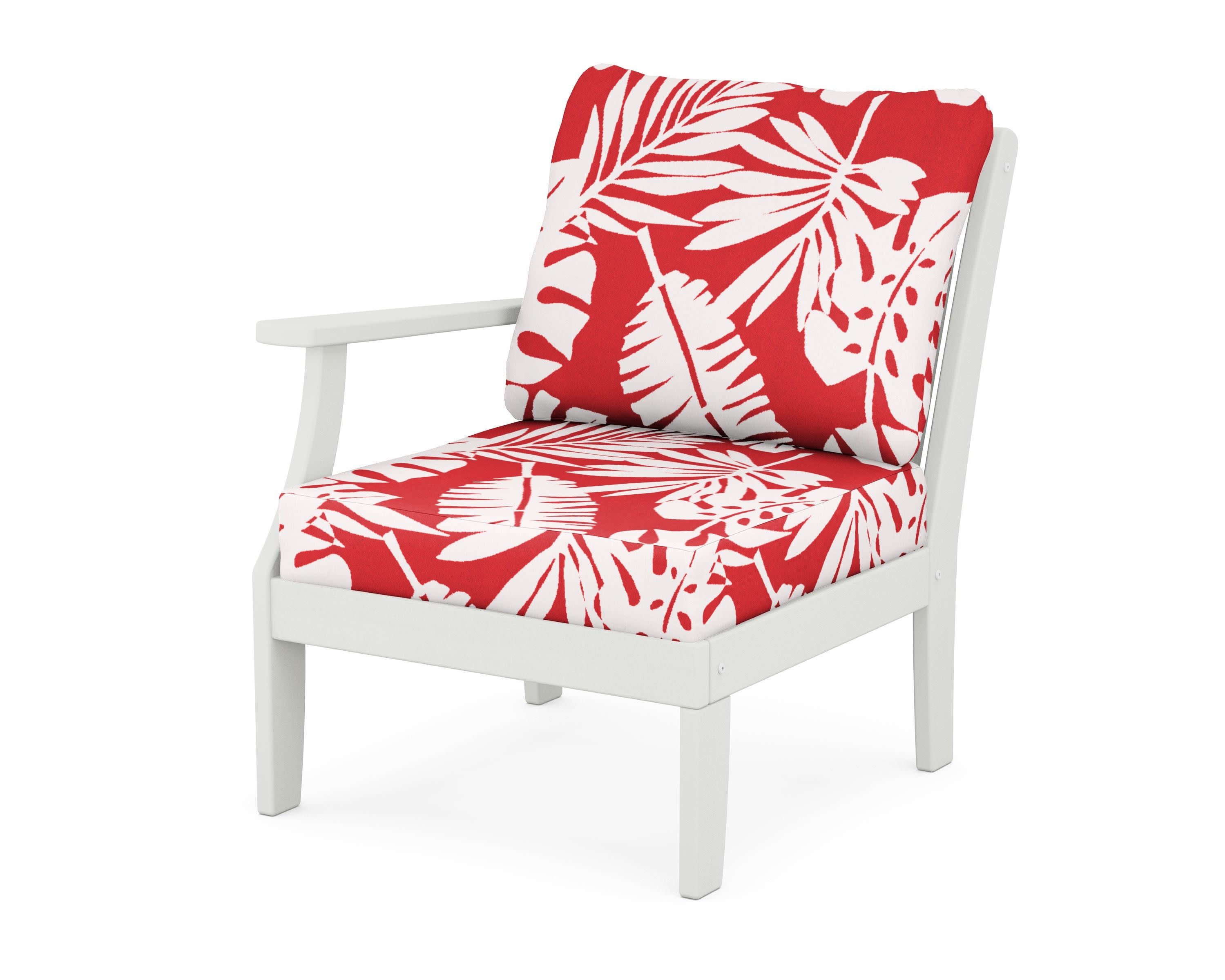 Braxton Modular Left Arm Chair in Vintage White / Leaf Crimson
