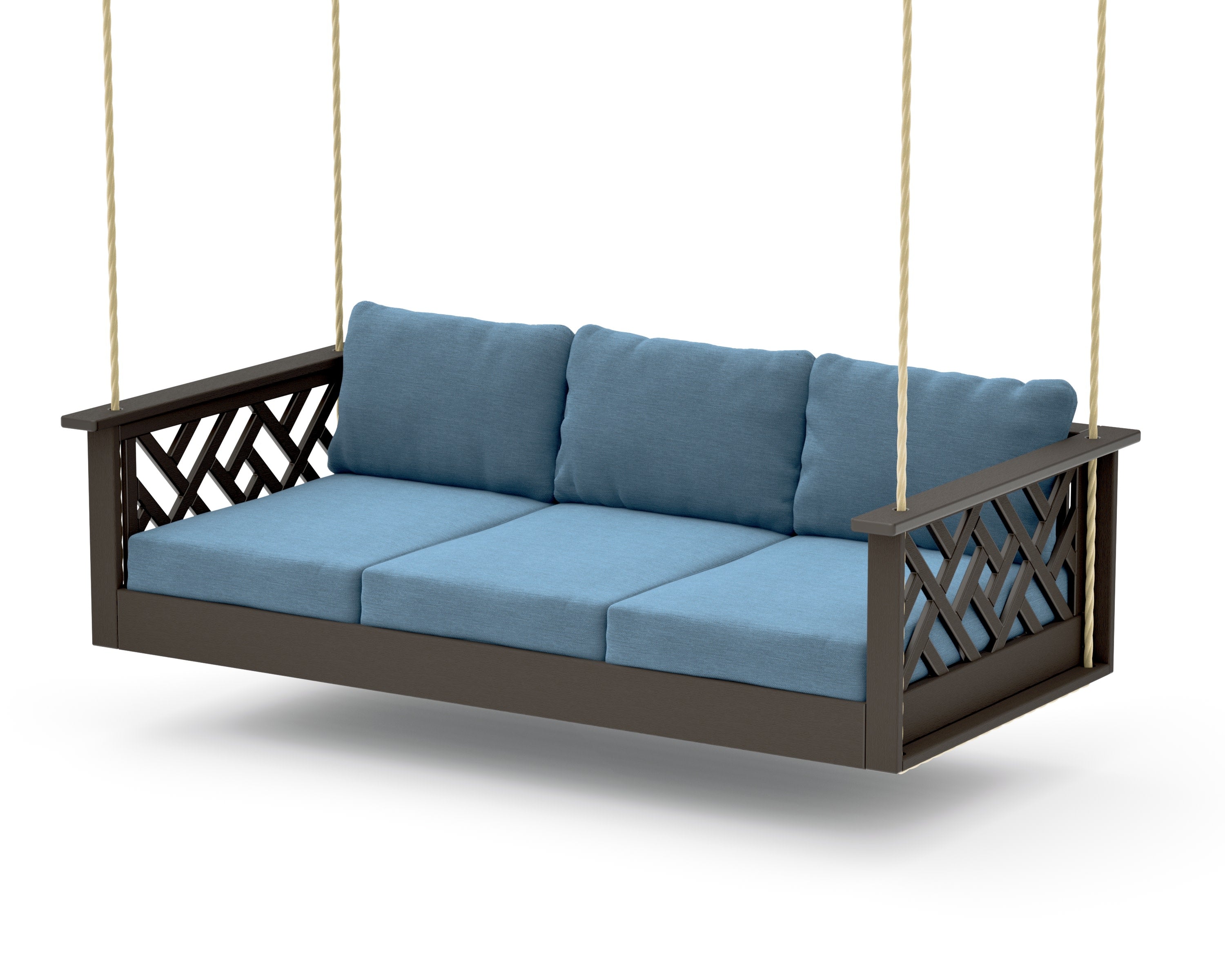 Chippendale Daybed Swing in Vintage Coffee / Sky Blue