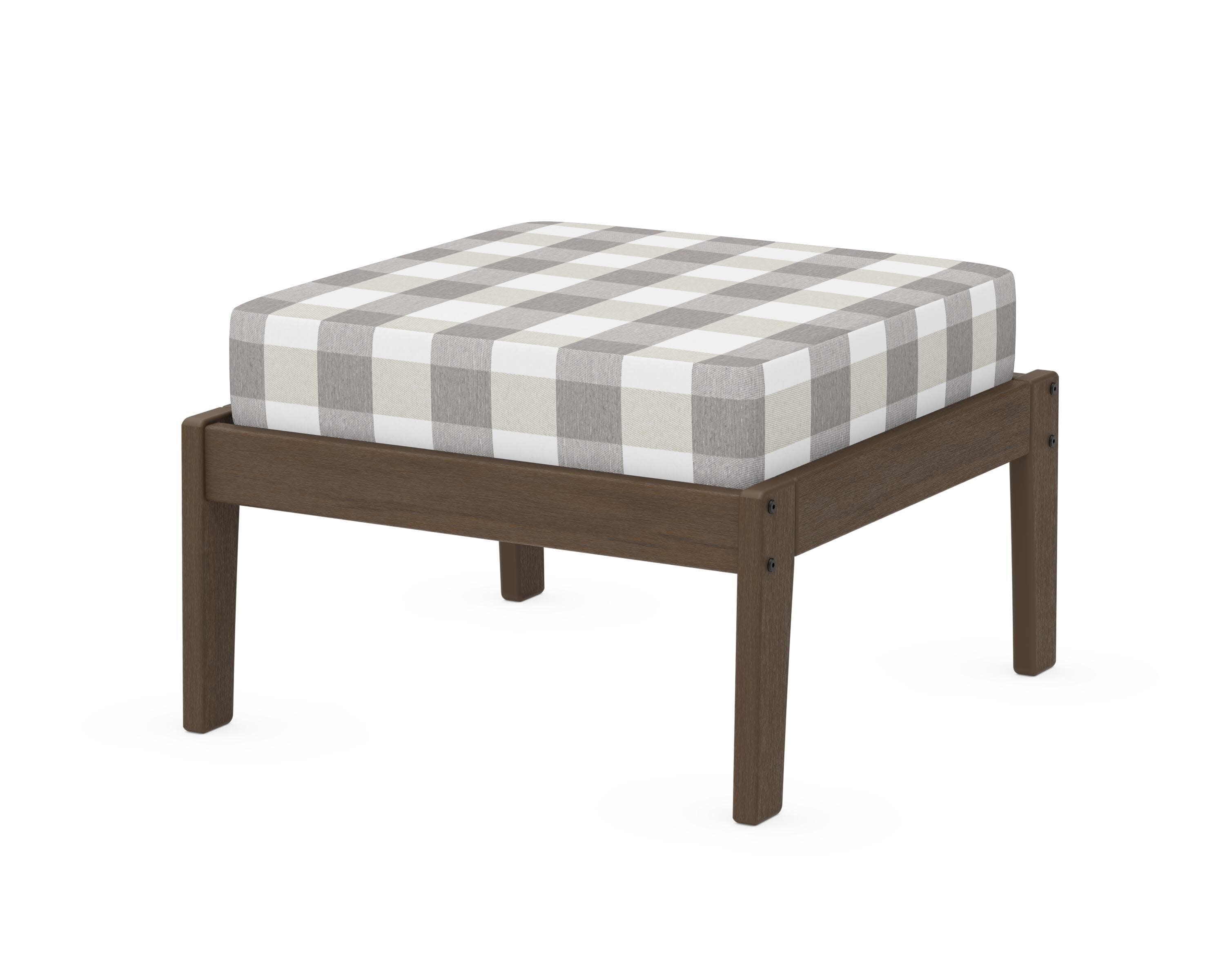 Deep Seating Ottoman in Kona / Buffalo Plaid Grey Mist