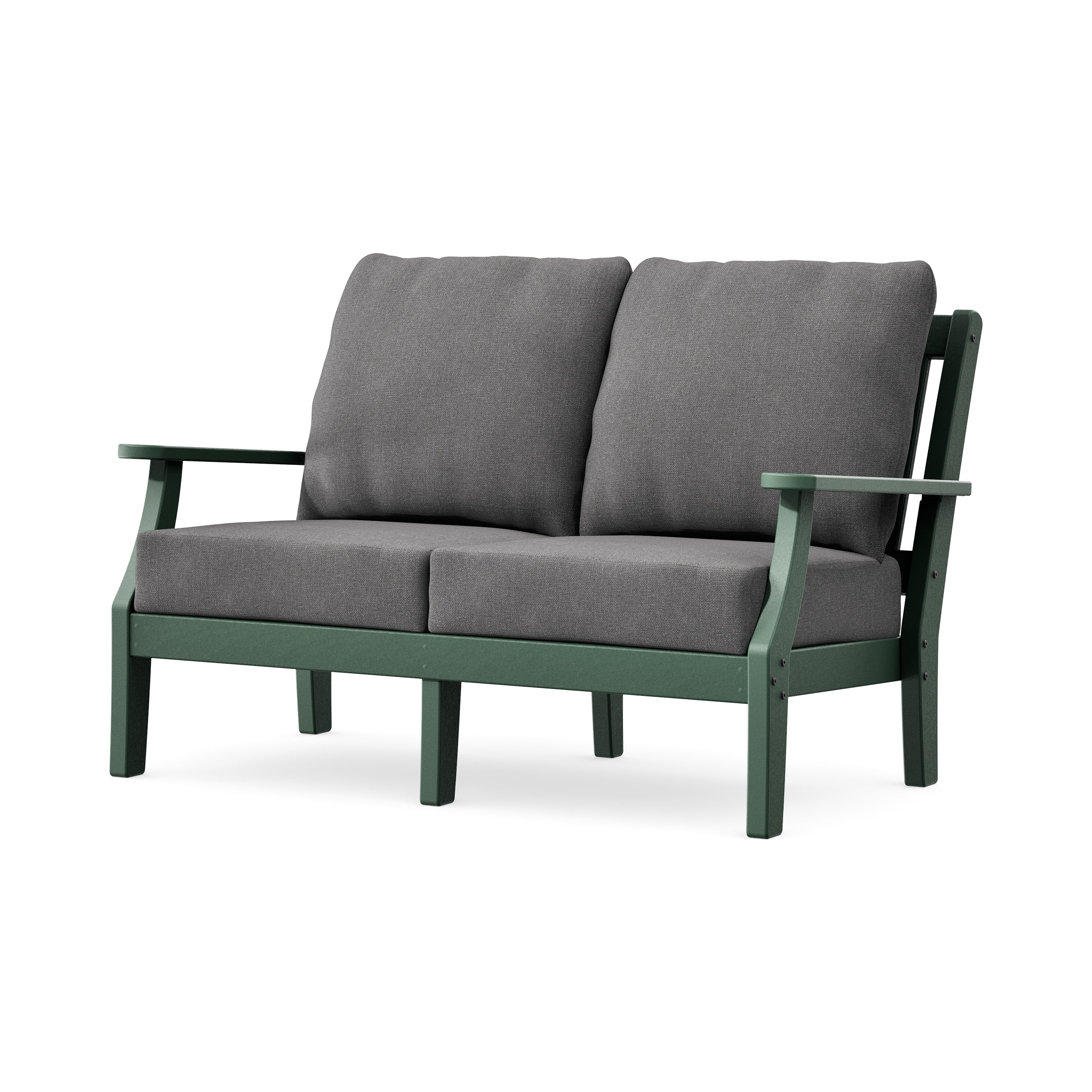 Chinoiserie Deep Seating Loveseat in Green / Ash Charcoal