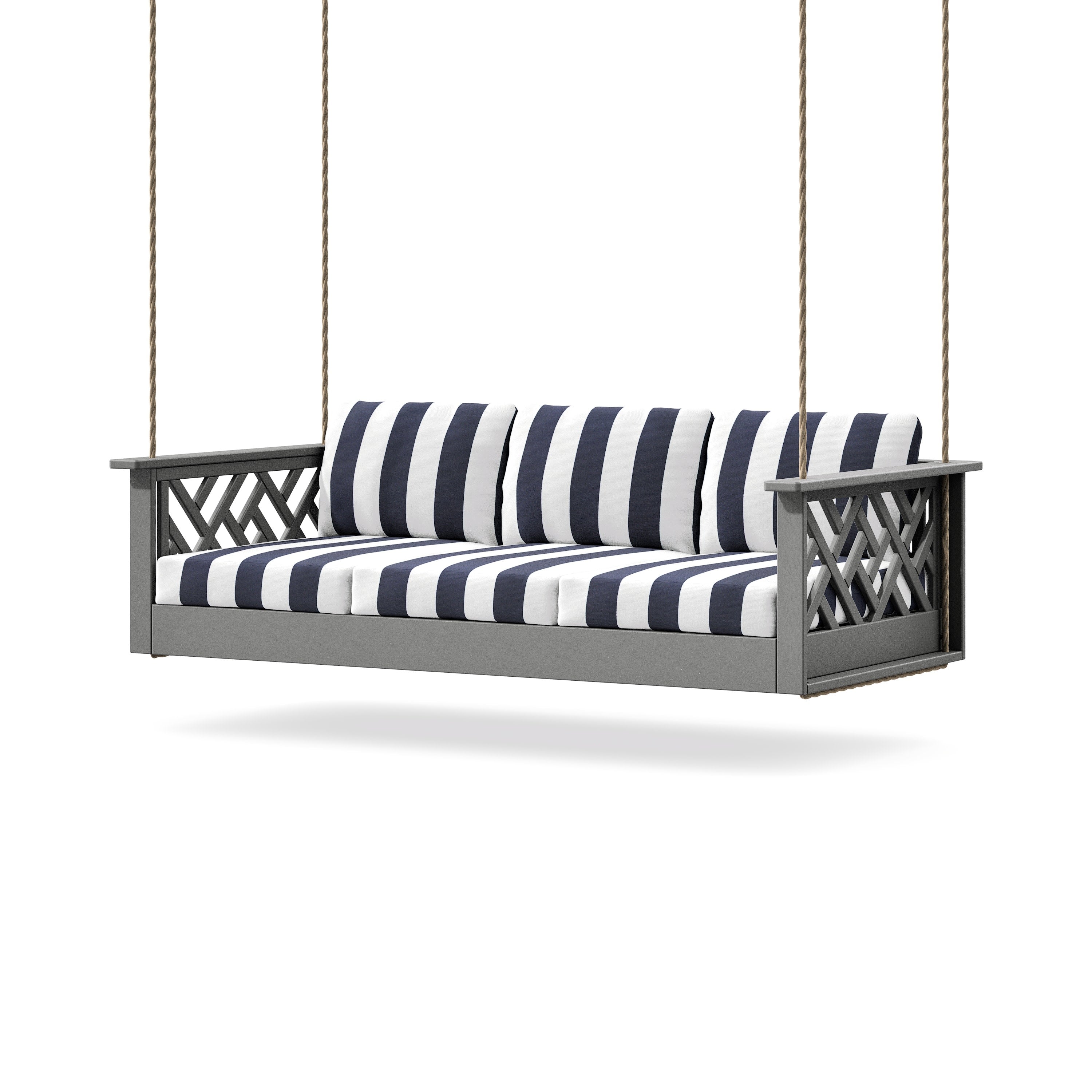 Chippendale Daybed Swing in Slate Grey / Cabana Stripe Navy