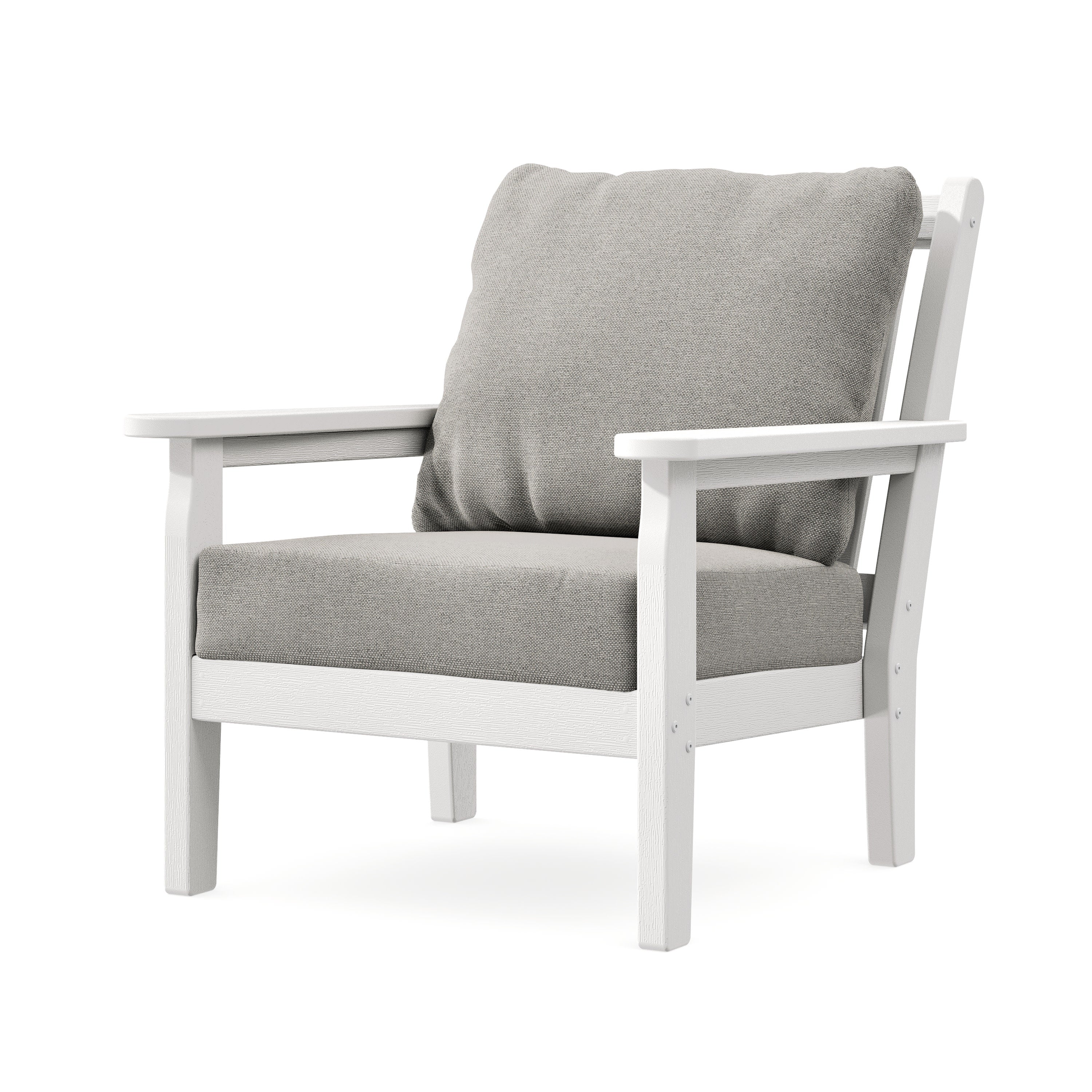 Chippendale Deep Seating Chair in Vintage White / Weathered Tweed