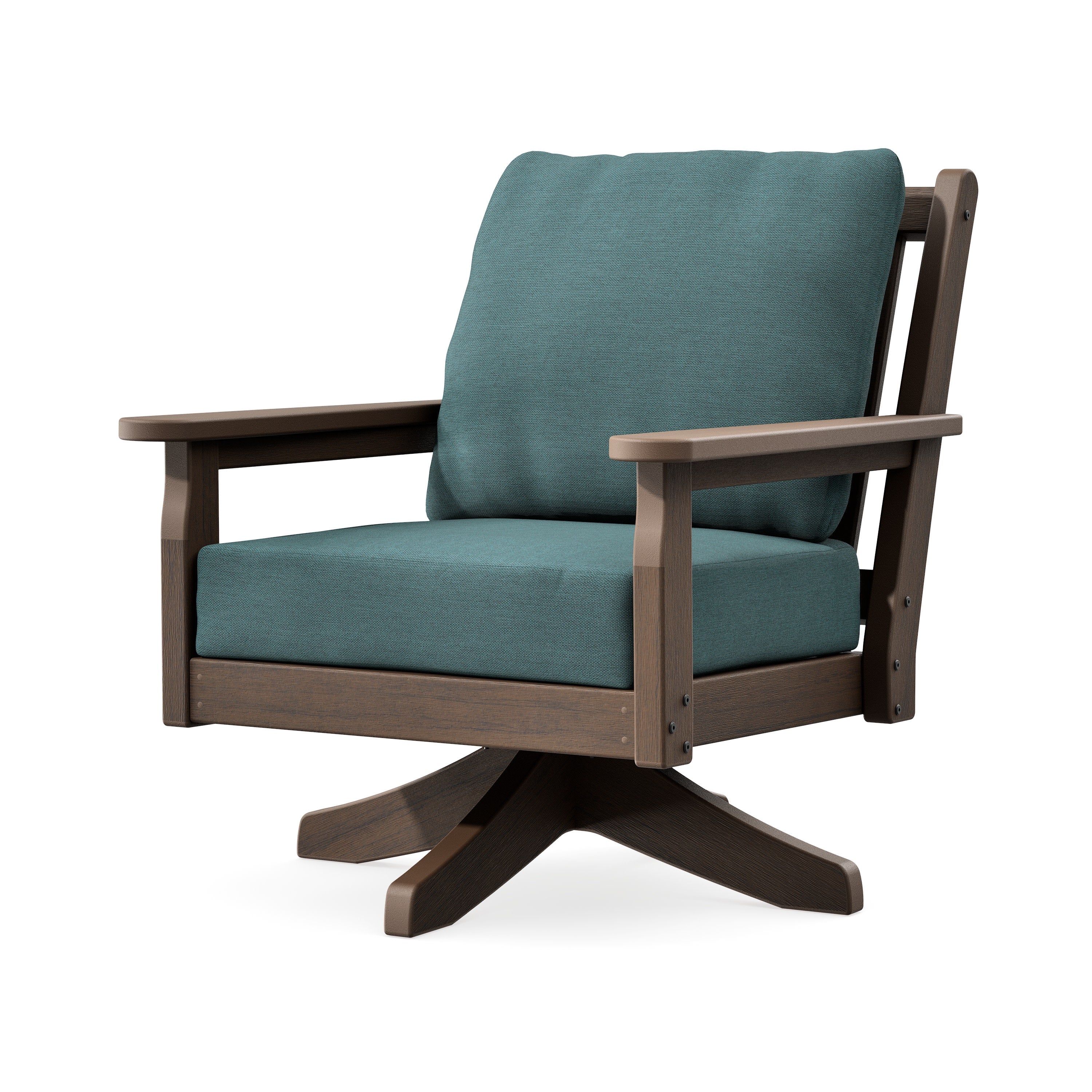 Chippendale Deep Seating Swivel Chair in Kona / Ocean Teal
