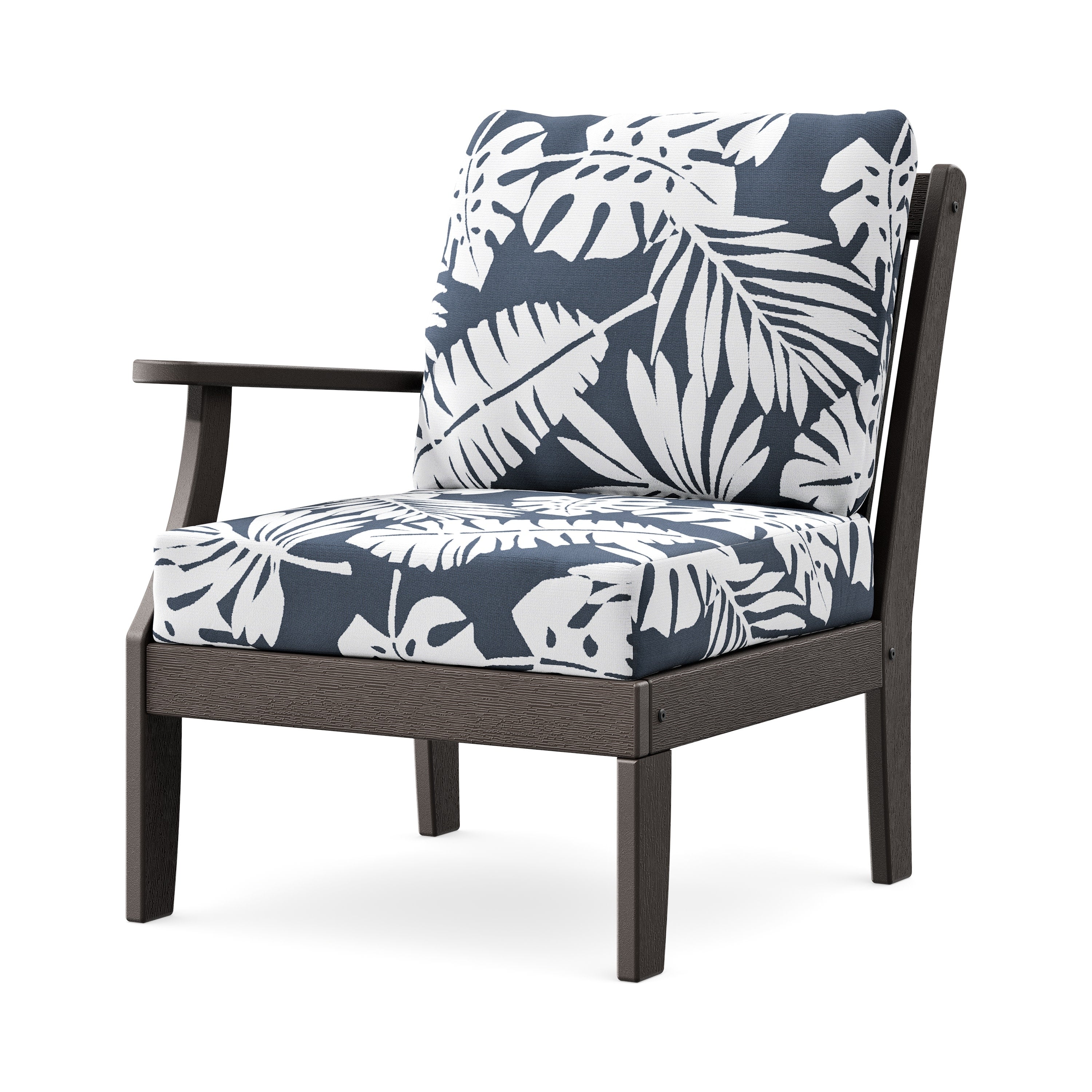 Braxton Modular Left Arm Chair in Vintage Coffee / Leaf Marine Indigo